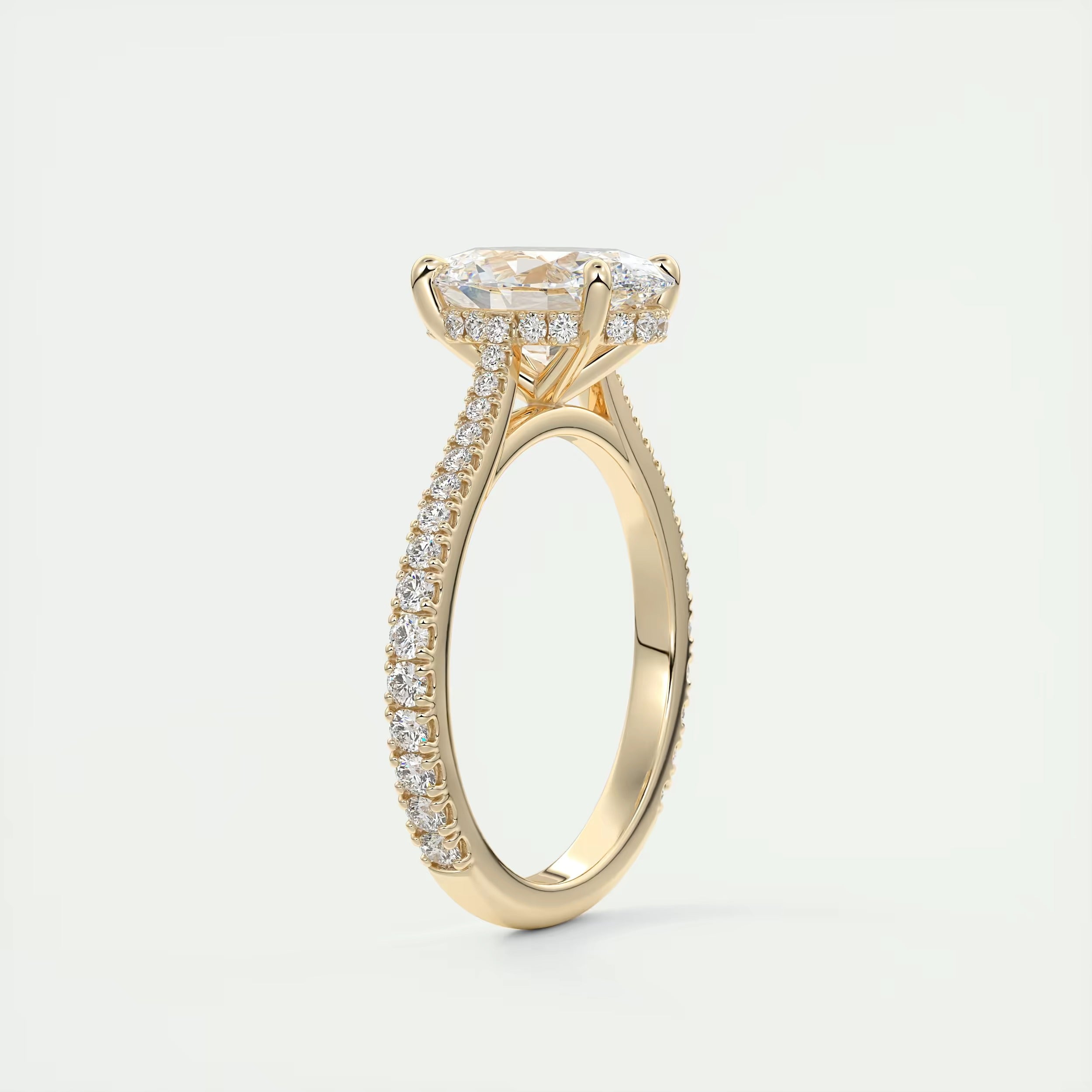 2.50 Ct The Cathedral Deluxe Oval Hidden Halo Engagement Ring