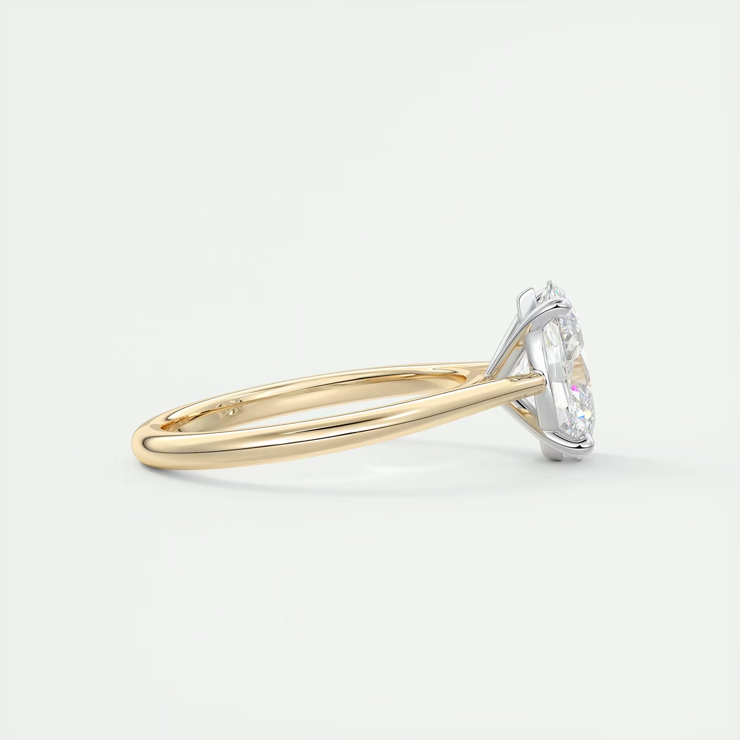 2.00 Ct The Cathedral Two Tone Oval Gold Cathedral Solitaire with Prongs Engagement Ring