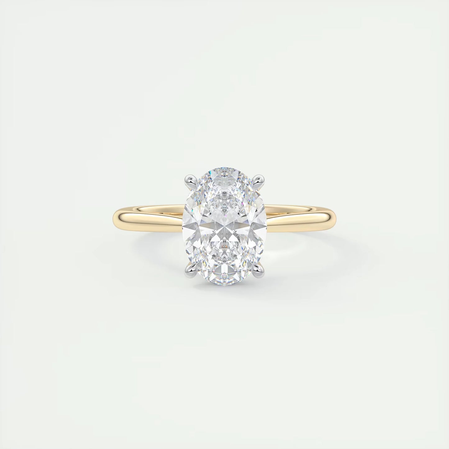 2.00 Ct The Cathedral Two Tone Oval Gold Cathedral Solitaire with Prongs Engagement Ring