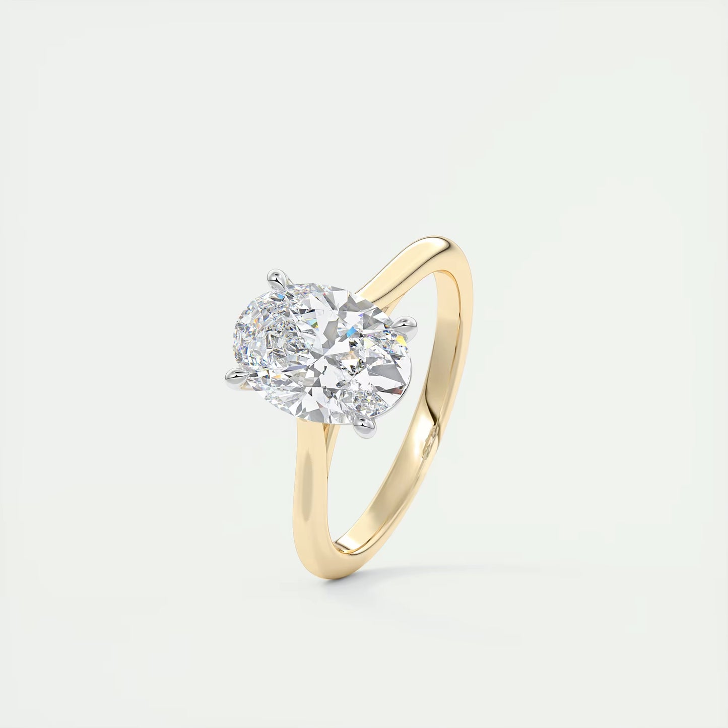 2.00 Ct The Cathedral Two Tone Oval Gold Cathedral Solitaire with Prongs Engagement Ring