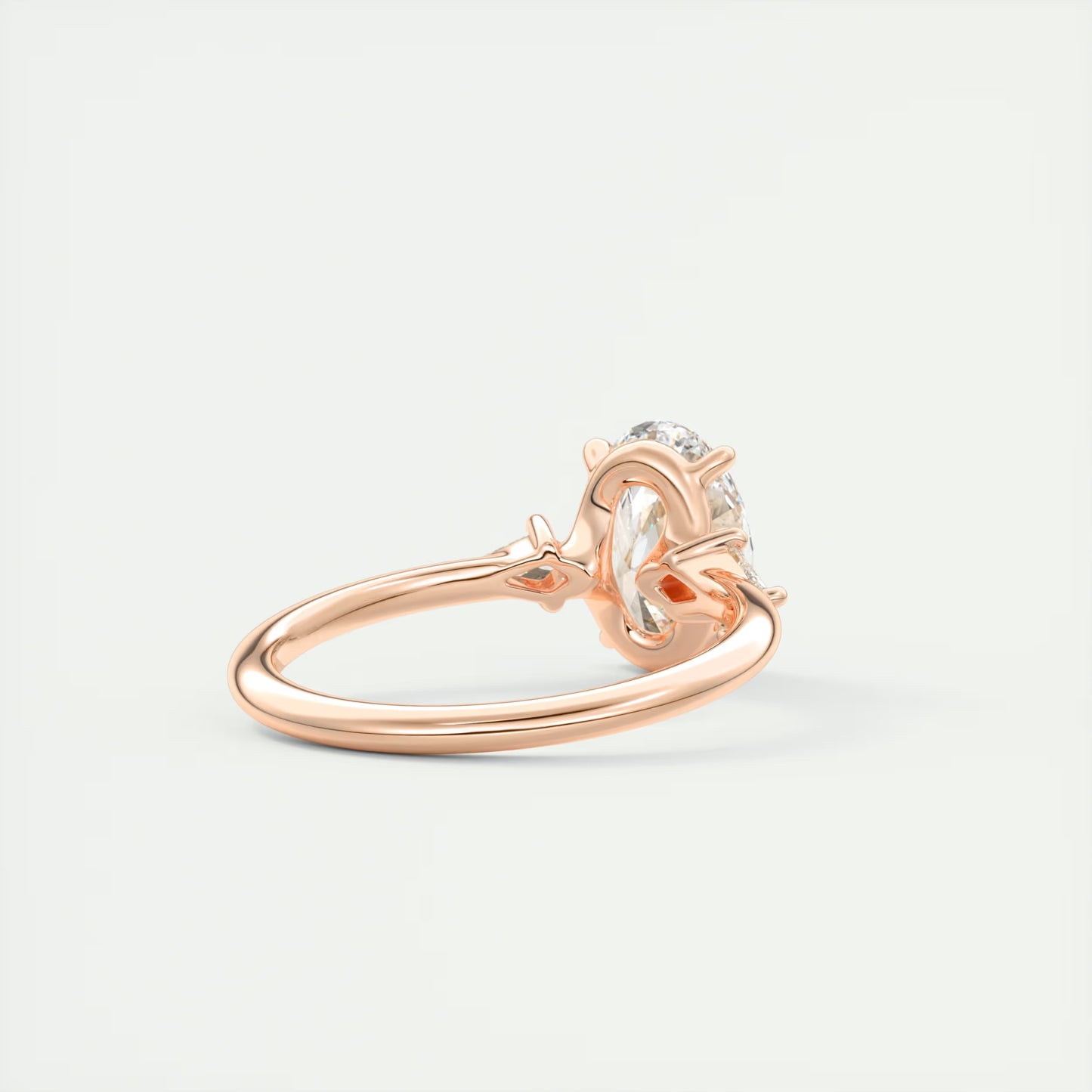 2.10 Ct Plunge Oval &Kites Three Stone Engagement Rings