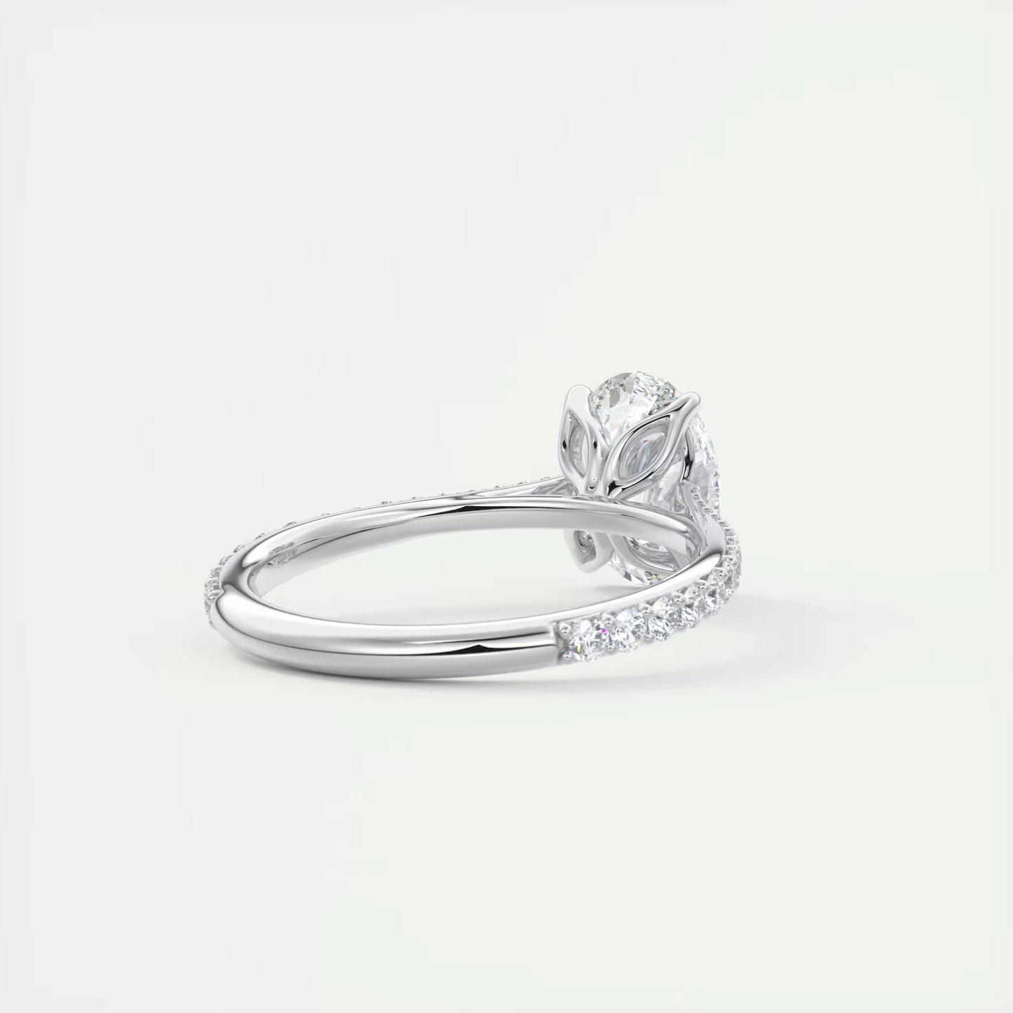 1.85 Ct Cathedral Royale Pavé Oval Floral Solitaire Ring