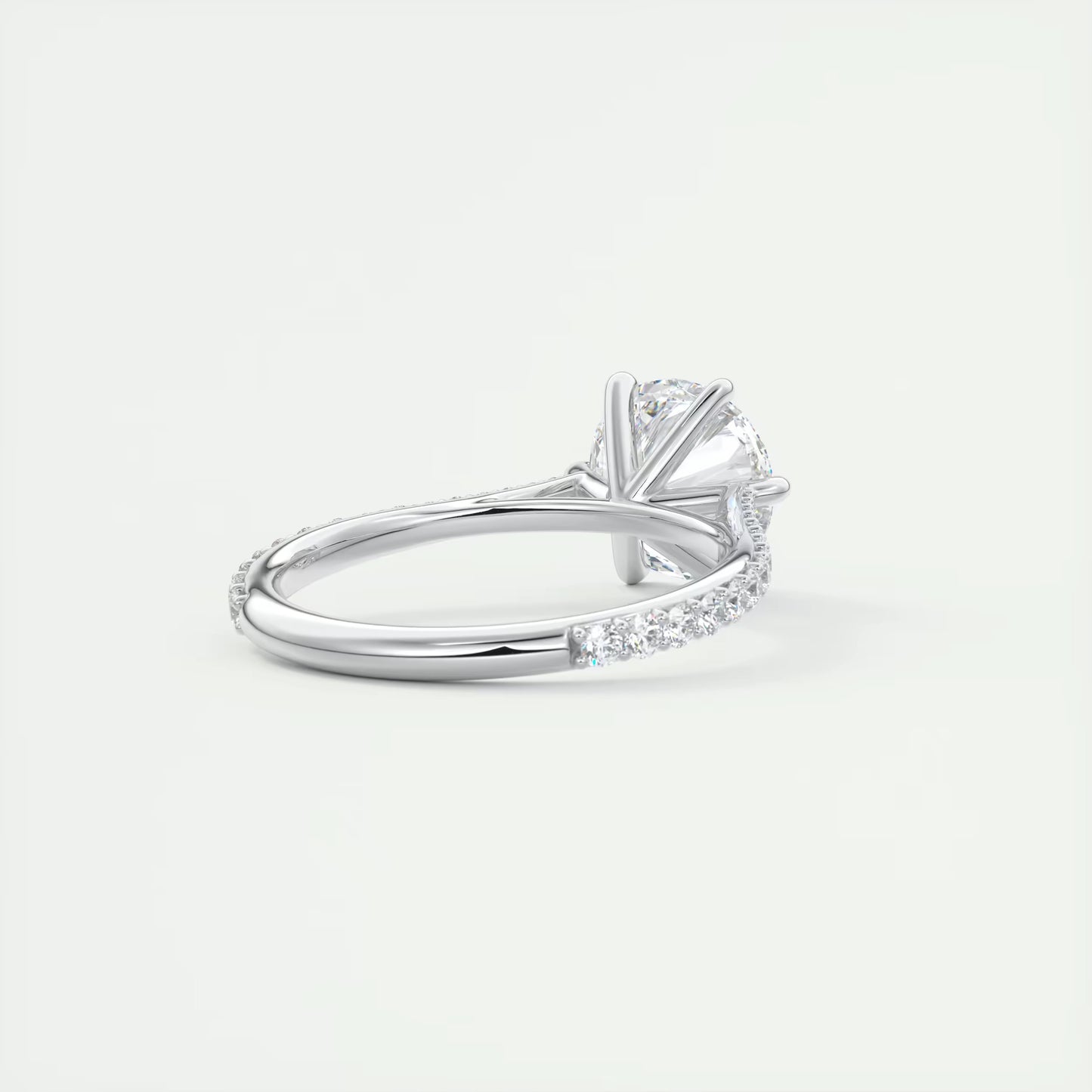 2.30 Ct The Six Point Cathedral Pavé Round Solitaire Ring