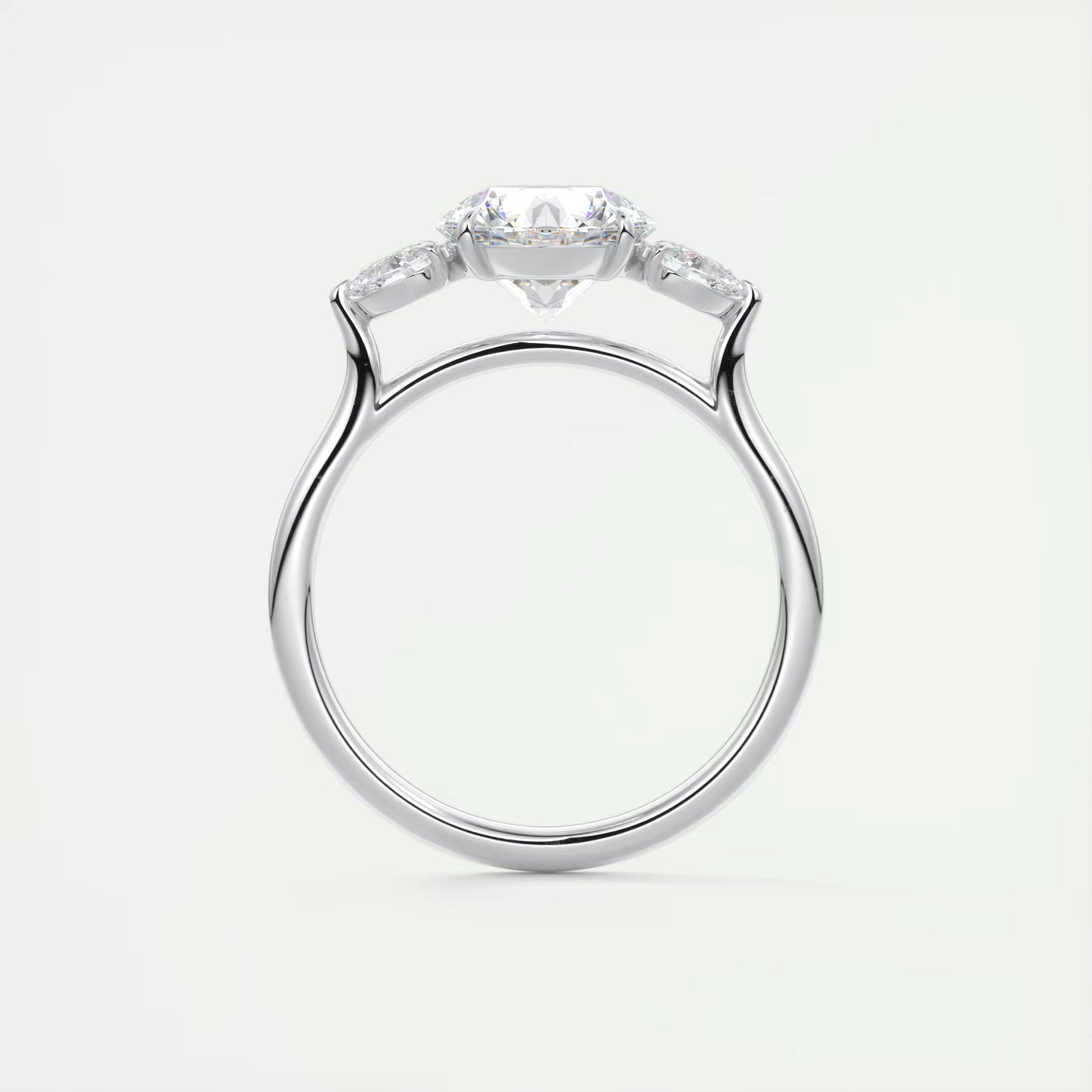 6-7 GM Round Solitaire Ring Side Stone Three Stone Diamond Engagement Rings