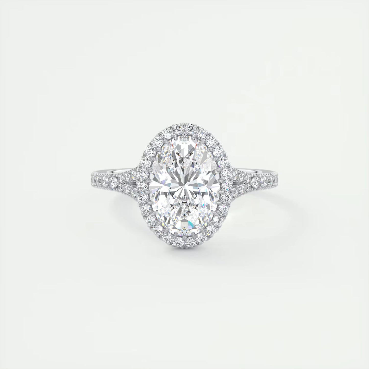 2.60 Ct The French Halo Oval Cut Diamond with Miniature Prongs Ring