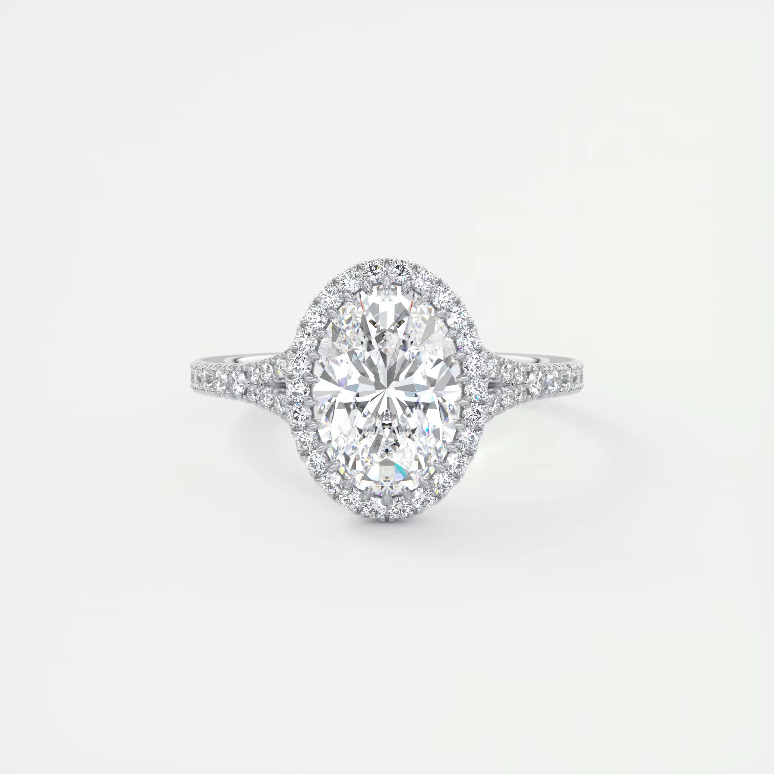 2.60 Ct The French Halo Oval Cut Diamond with Miniature Prongs Ring