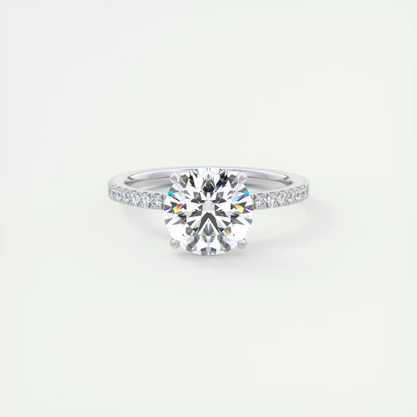 2.25 Ct Harper Classic Pavé Round Solitaire Pavé Setting Ring