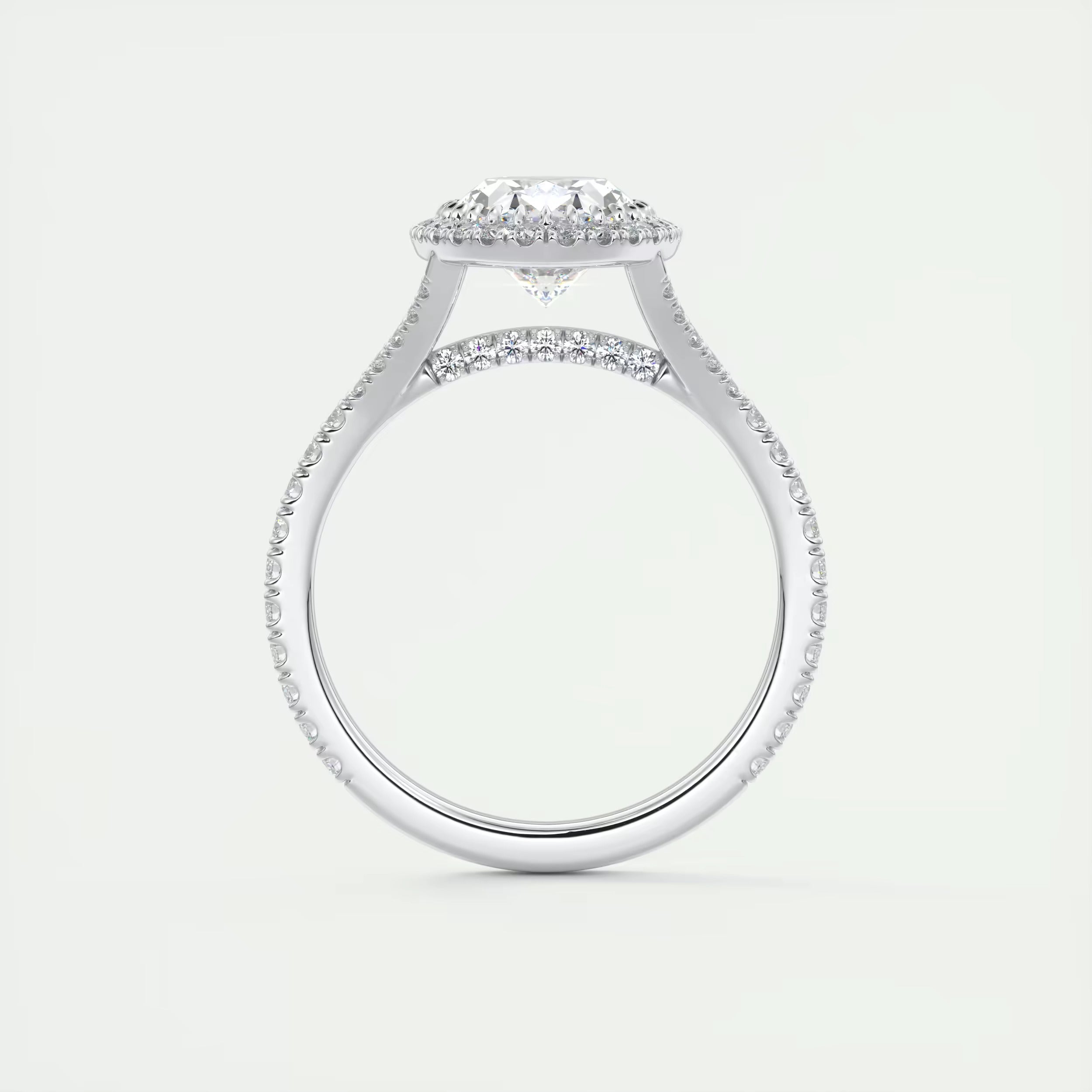 2.60 Ct The French Halo Oval Cut Diamond with Miniature Prongs Ring