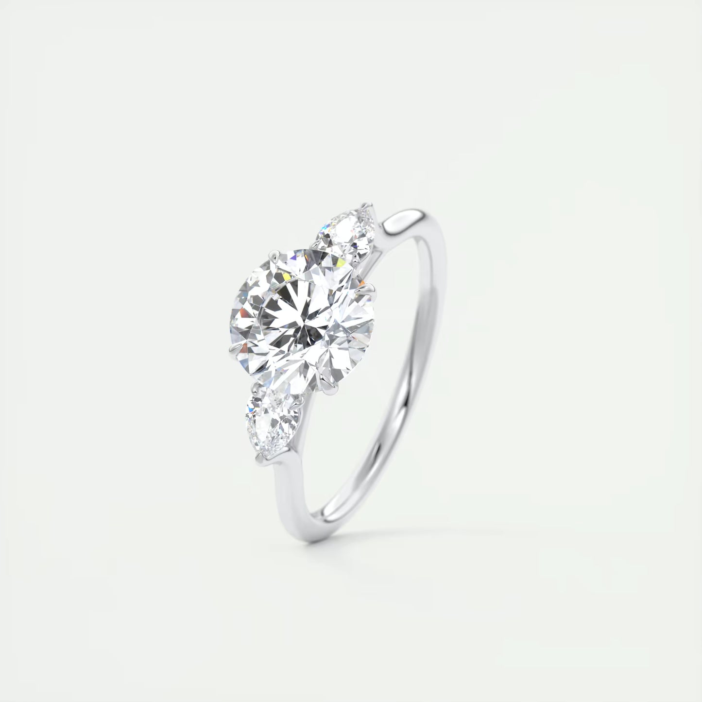 6-7 GM Round Solitaire Ring Side Stone Three Stone Diamond Engagement Rings