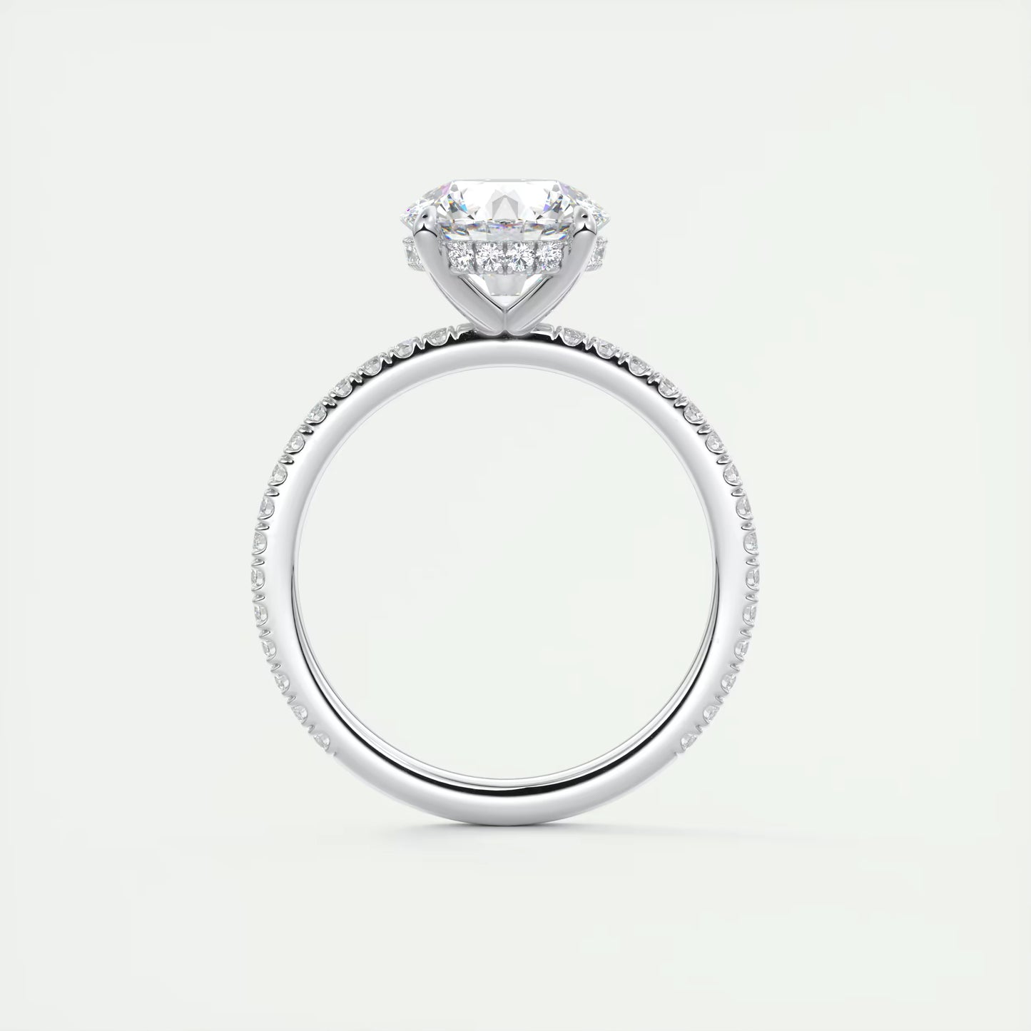 4-5 GM Round Solitaire Ring with 3/4 French Set Pave & Hidden Halo Engagement Rings