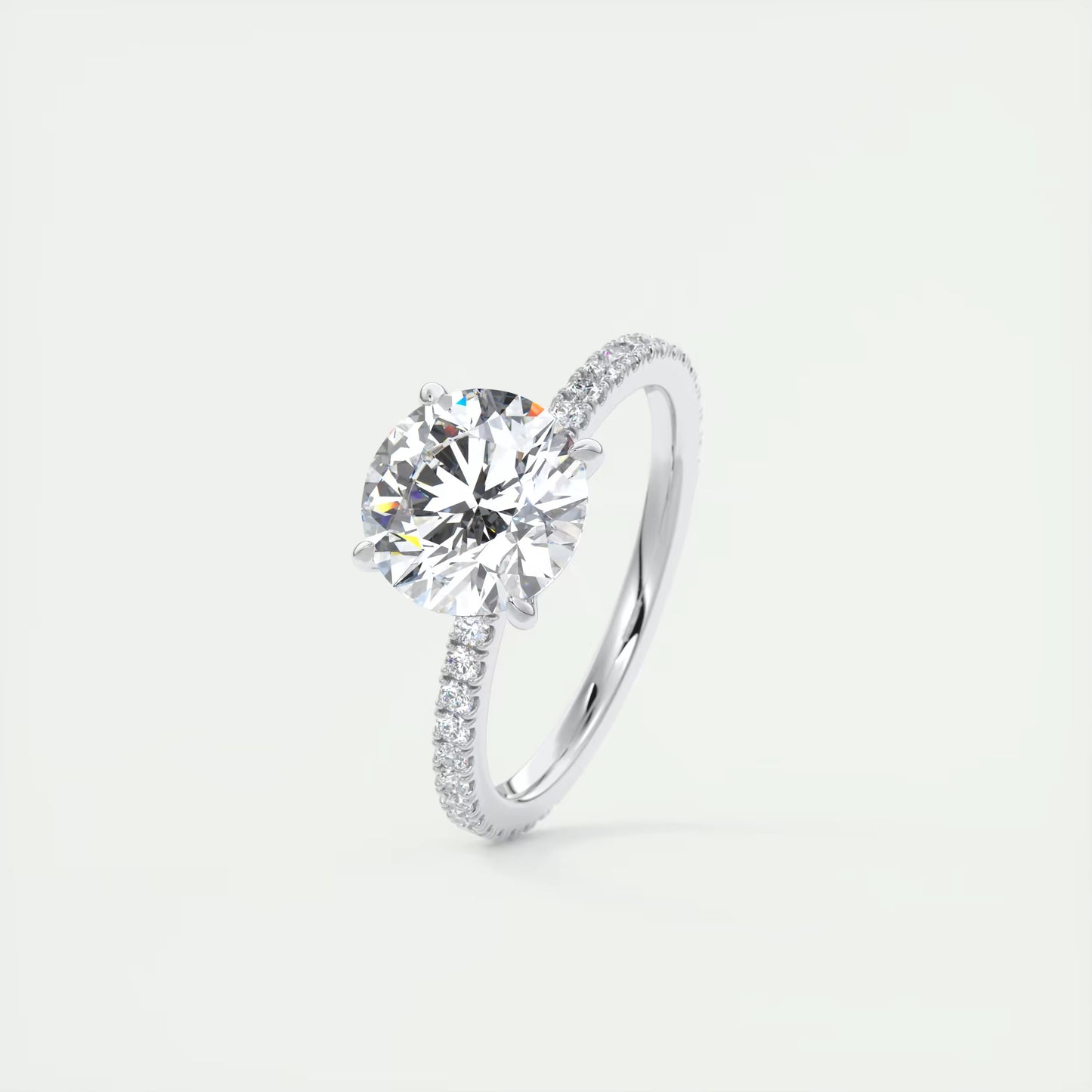 2.25 Ct Harper Classic Pavé Round Solitaire Pavé Setting Ring