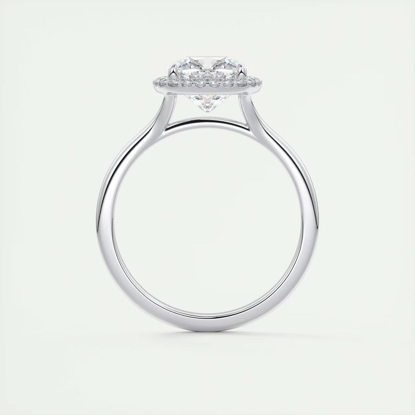 2.10 CtThe Breezy Halo Cushion Center with French Set Halo Ring