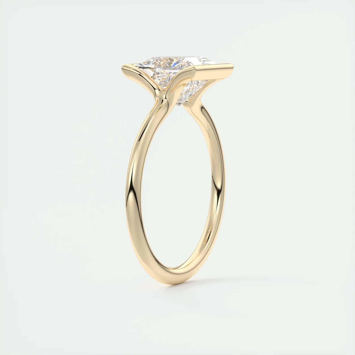 2.00 Ct The Clutch Princess - Flush Stacking Half Bezel Solitaire Engagement Rings