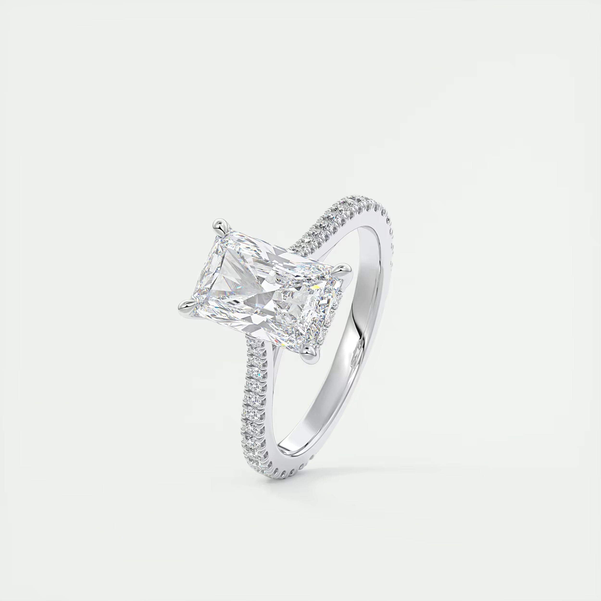 2.50 Ct The Cathedral Deluxe Center Stone Radiant Hidden Halo Engagement Ring