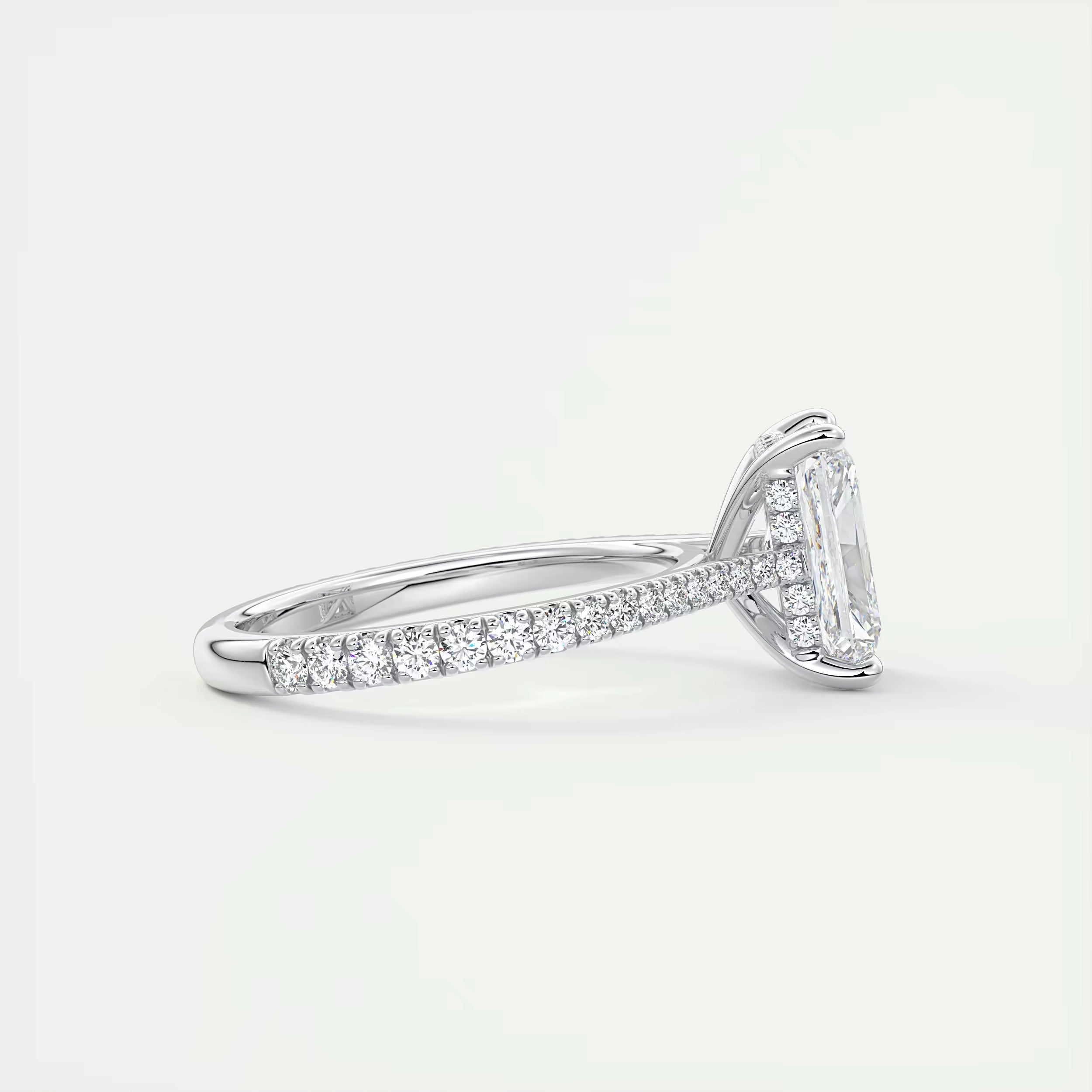 2.50 Ct The Cathedral Deluxe Center Stone Radiant Hidden Halo Engagement Ring