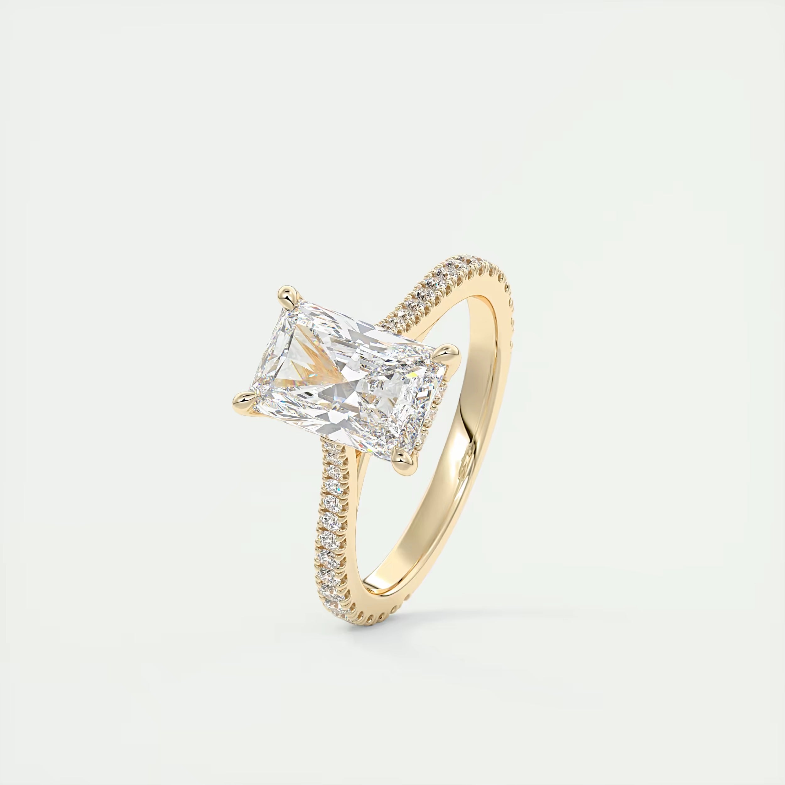 2.50 Ct The Cathedral Deluxe Center Stone Radiant Hidden Halo Engagement Ring