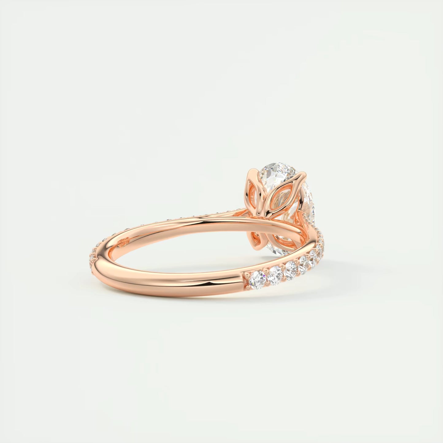 1.85 Ct Cathedral Royale Pavé Oval Floral Solitaire Ring