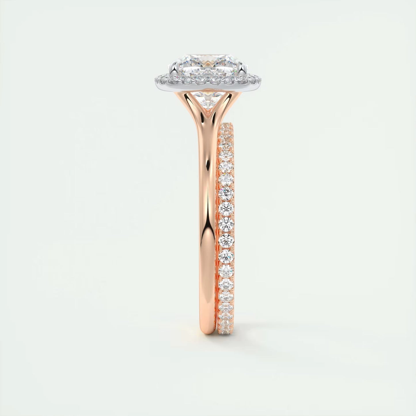 2.10 CtThe Breezy Halo Cushion Center with French Set Halo Ring