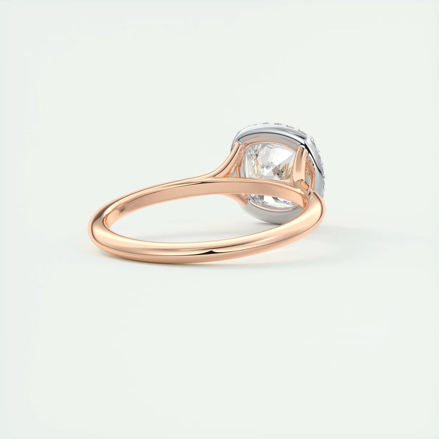 2.10 CtThe Breezy Halo Cushion Center with French Set Halo Ring