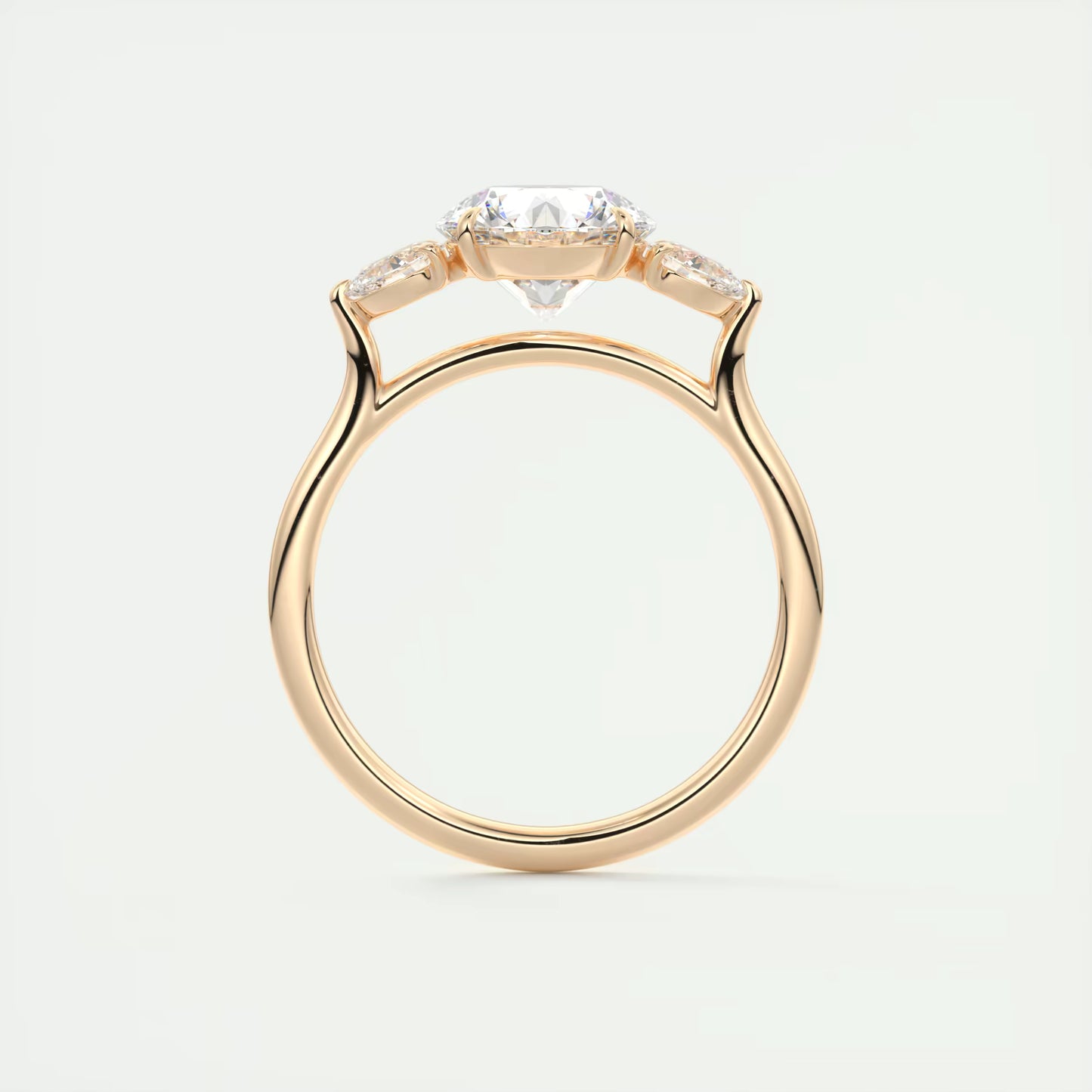 6-7 GM Round Solitaire Ring Side Stone Three Stone Diamond Engagement Rings