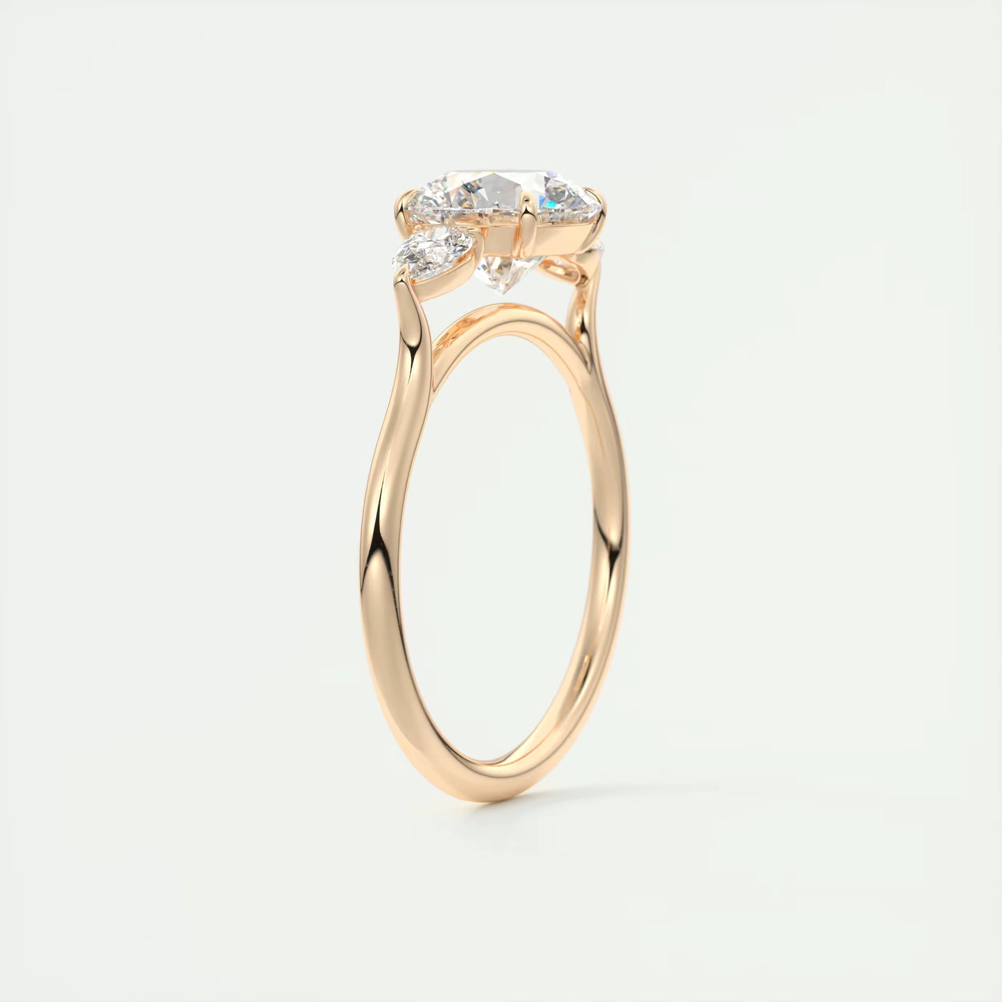 6-7 GM Round Solitaire Ring Side Stone Three Stone Diamond Engagement Rings