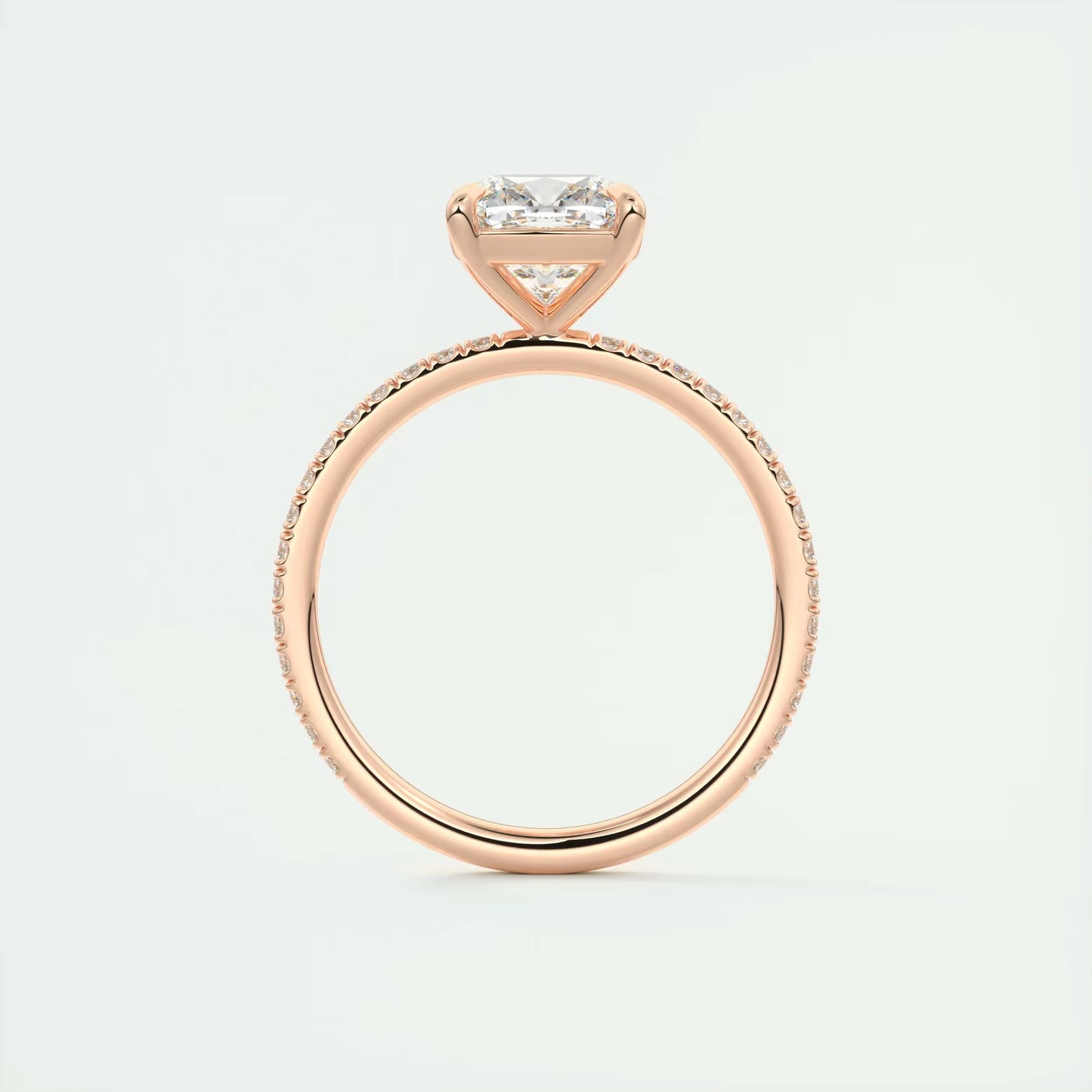 2.25 Ct Harper Pavé Cushion Center with 1.5mm French Set Pavé Ring