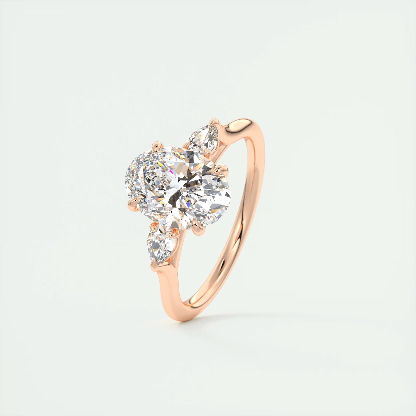 2.50 Ct Breezy Pears Oval Solitaire Side Stone Rings