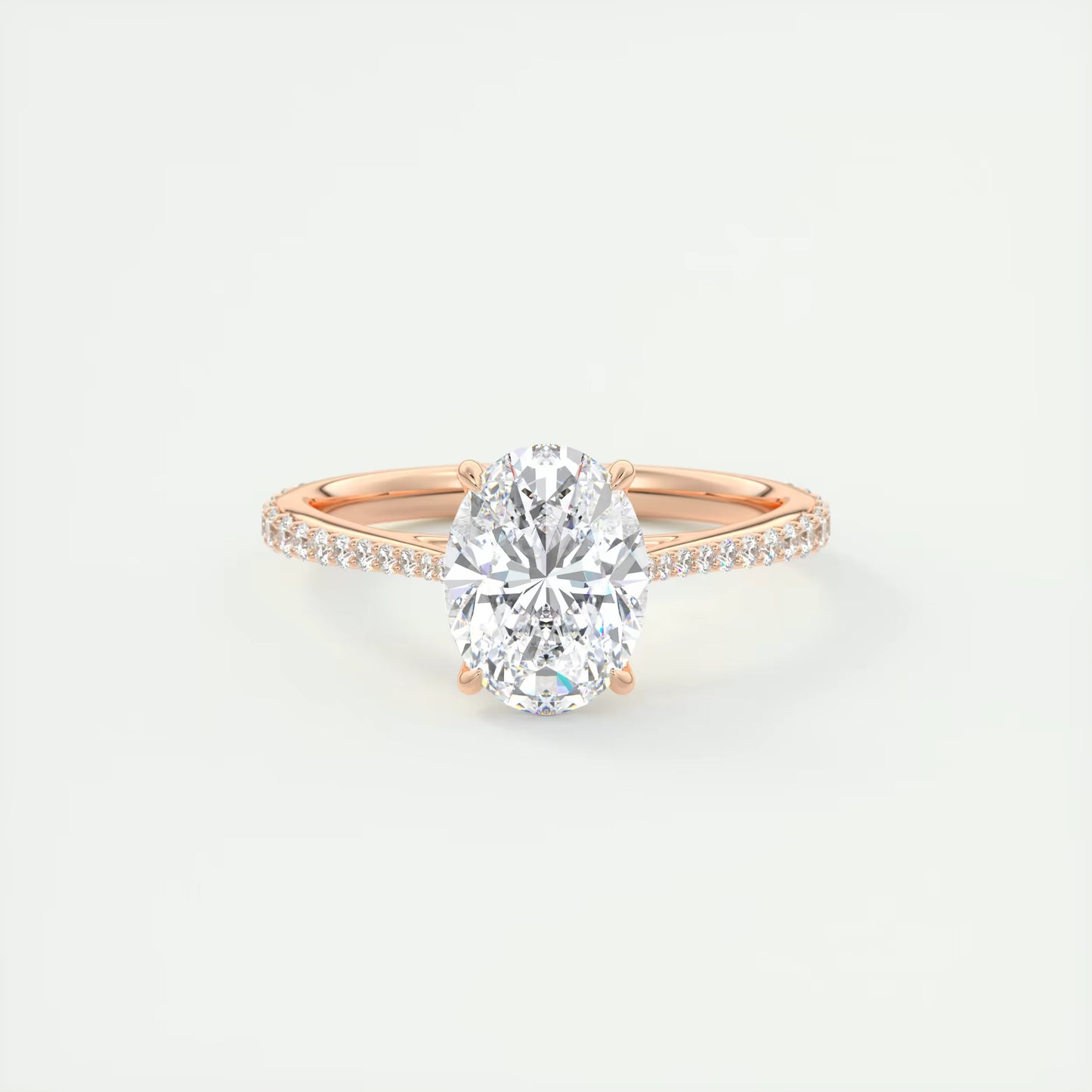 1.85 Ct Cathedral Royale Pavé Oval Floral Solitaire Ring