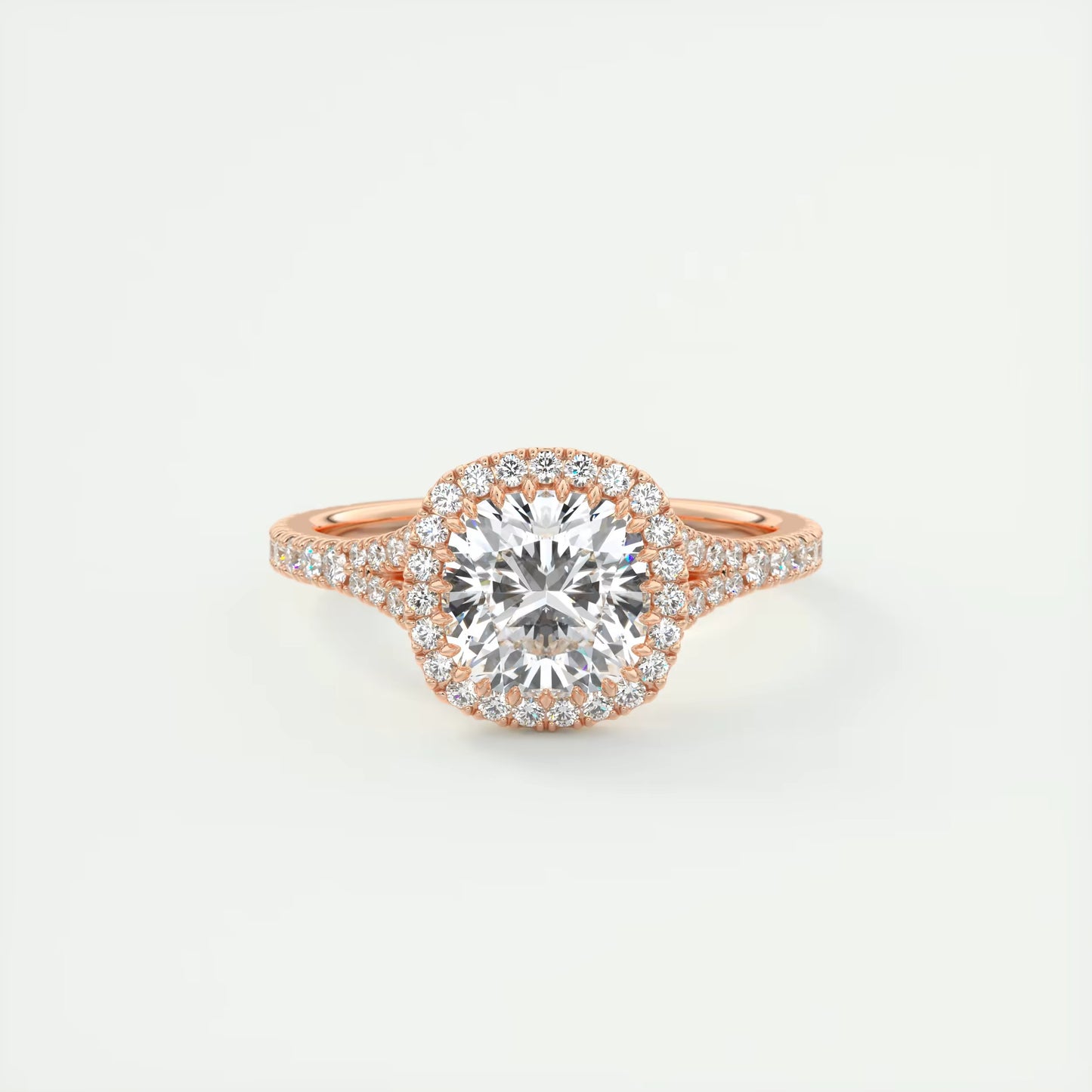2.50 Ct The French Halo Cushion Cut Diamond with Miniature Prongs french pavé Ring