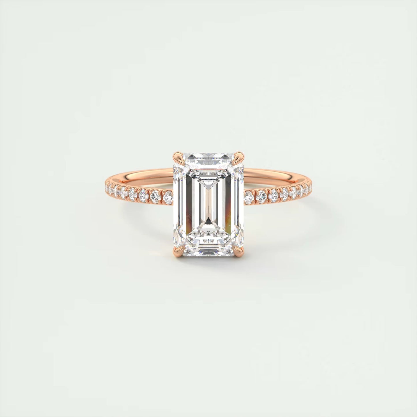 2.25 Ct Harper Pavé Emerald Center with 1.5mm French Set Pavé Ring