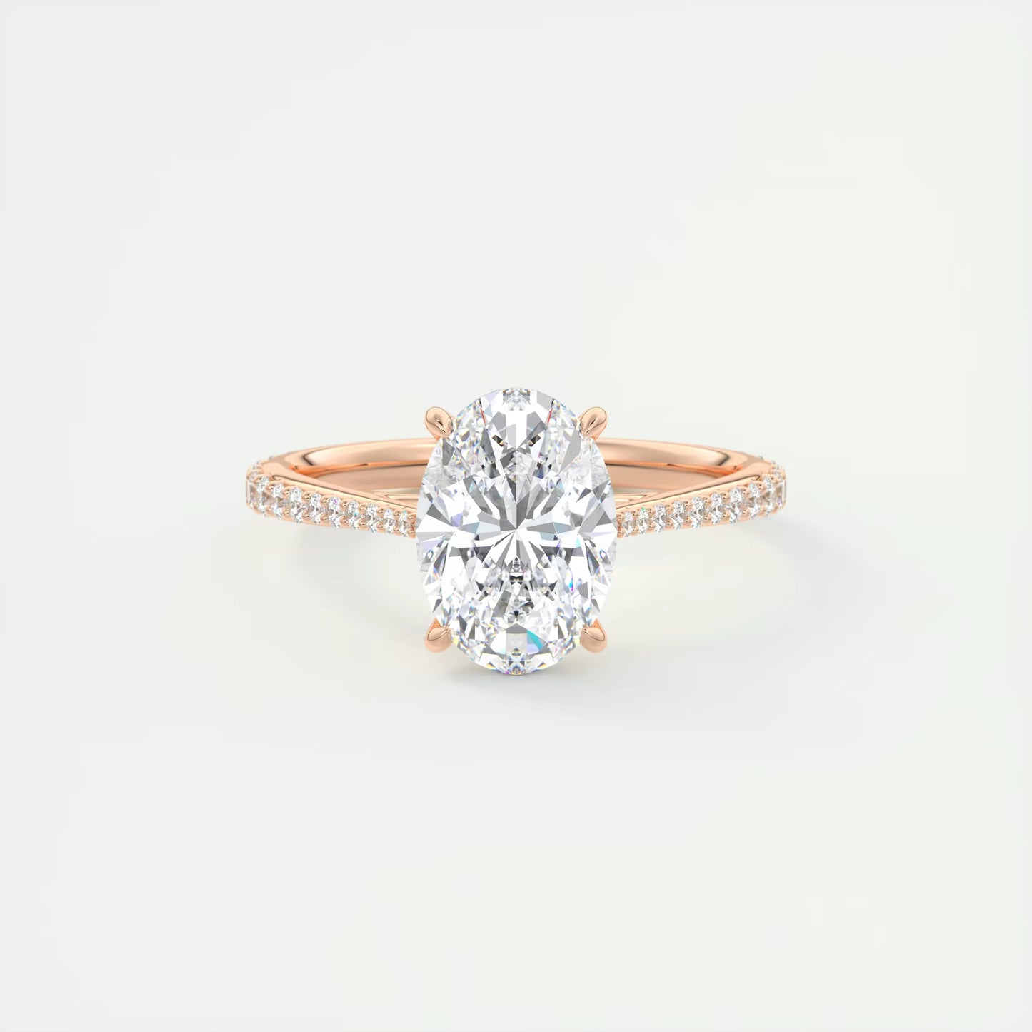 2.30 Ct The Cathedral Pavé Oval Solitaire Cathedral Pavé Setting Ring