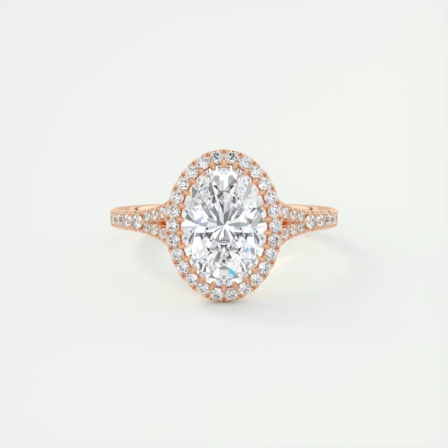 2.60 Ct The French Halo Oval Cut Diamond with Miniature Prongs Ring