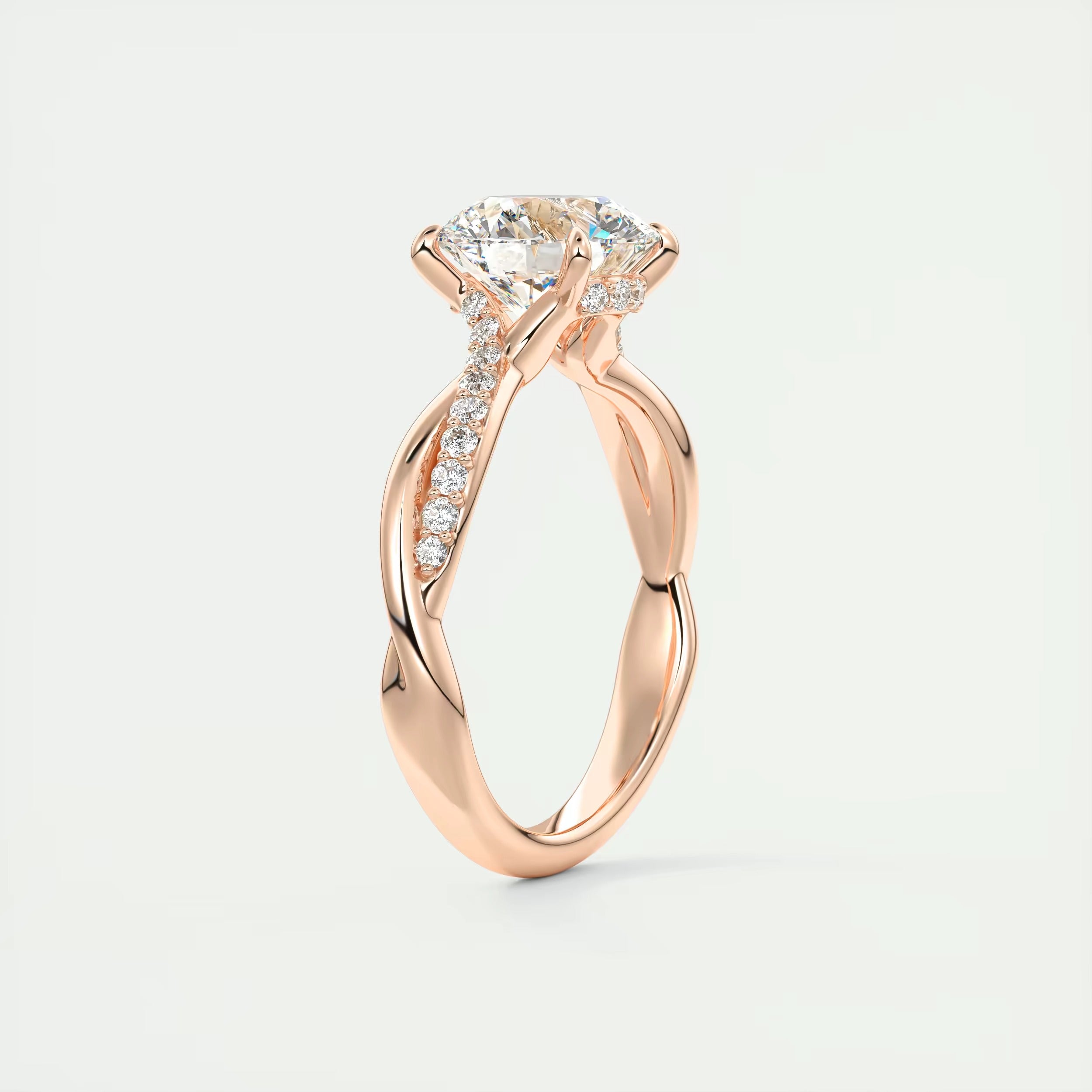2.15 Ct The Knot Pave Round Interwoven Solitaire Rings