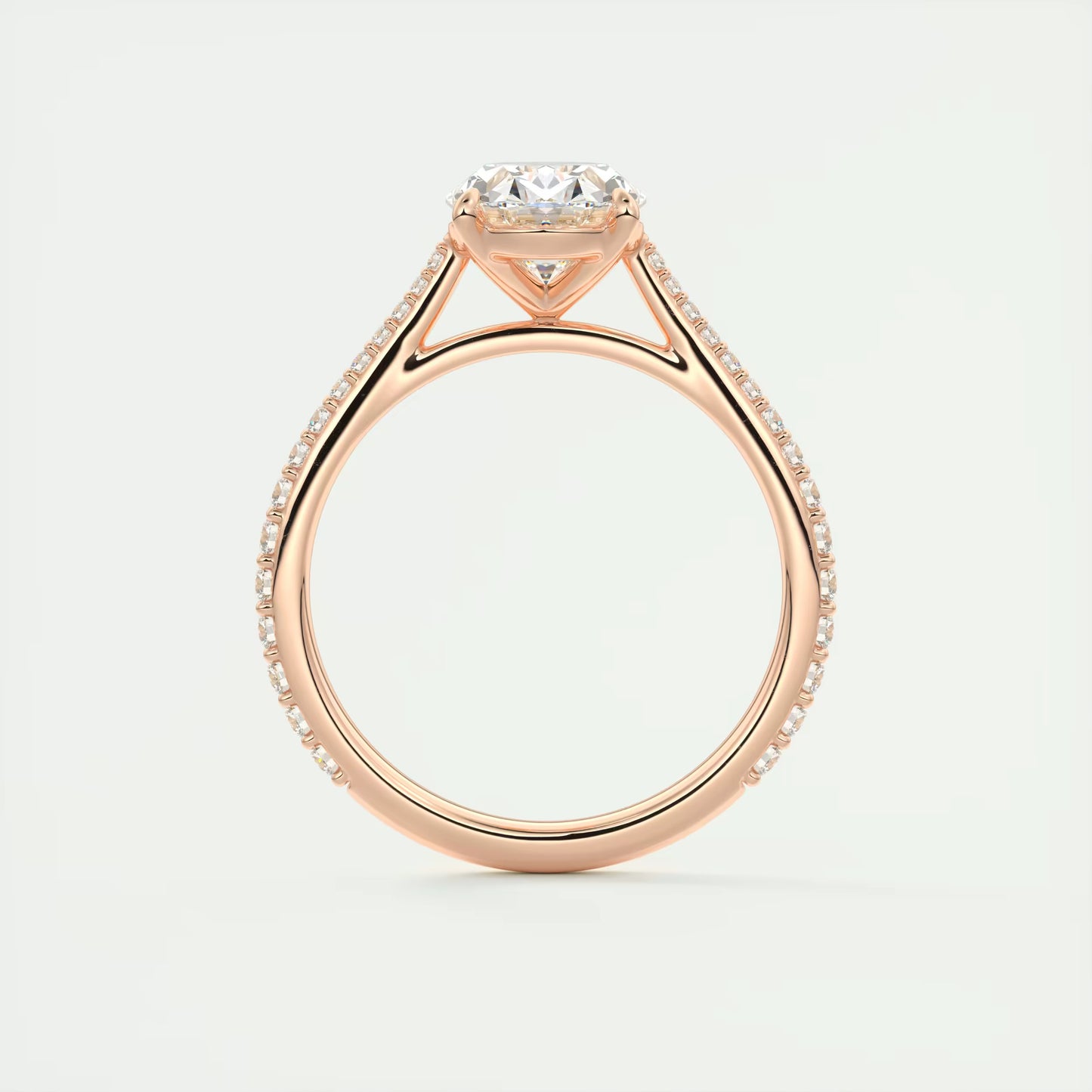2.30 Ct The Cathedral Pavé Oval Solitaire Cathedral Pavé Setting Ring