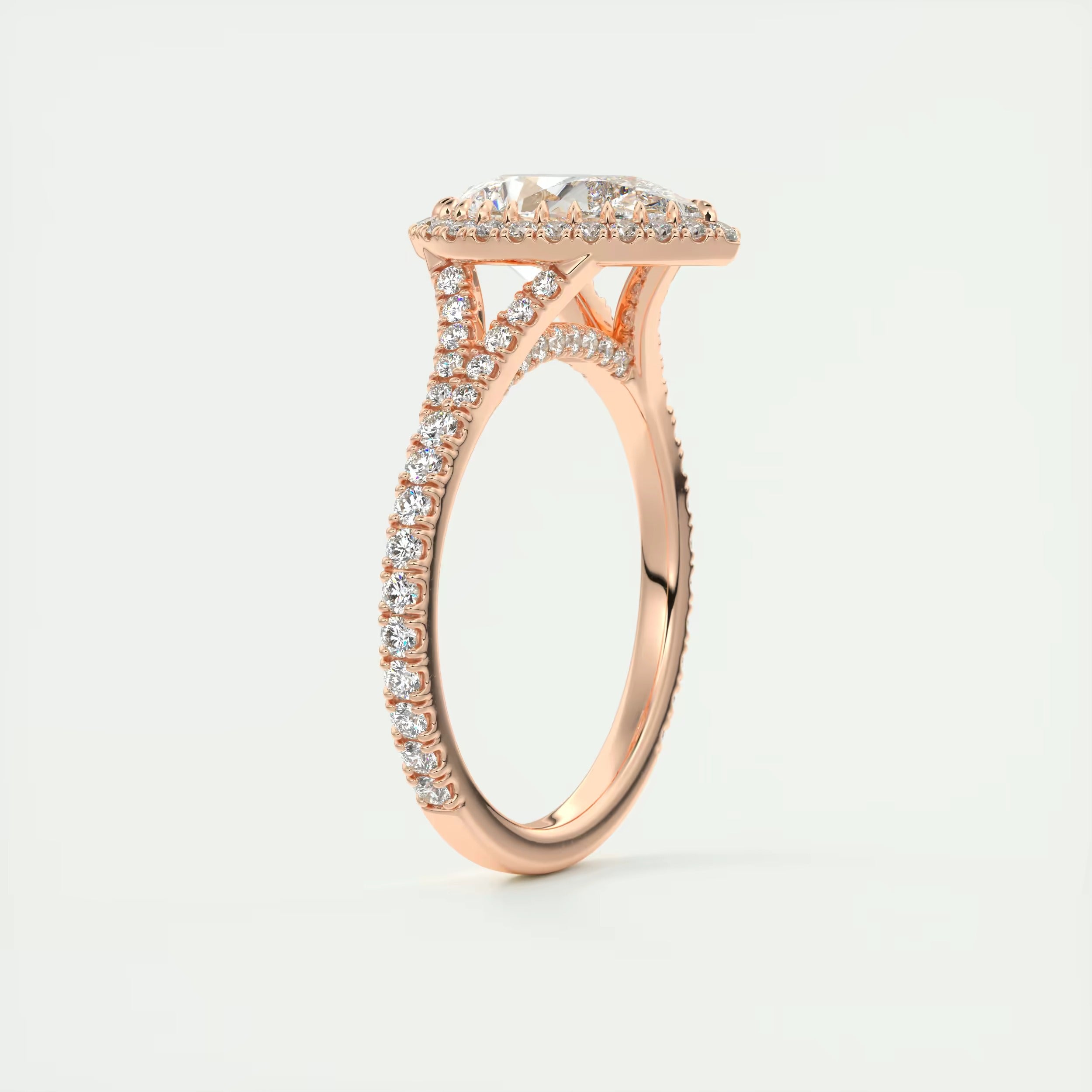 2.70 Ct The French Halo Center Stone Pear & Side Stone Round Cut Diamond with Miniature Prongs Ring