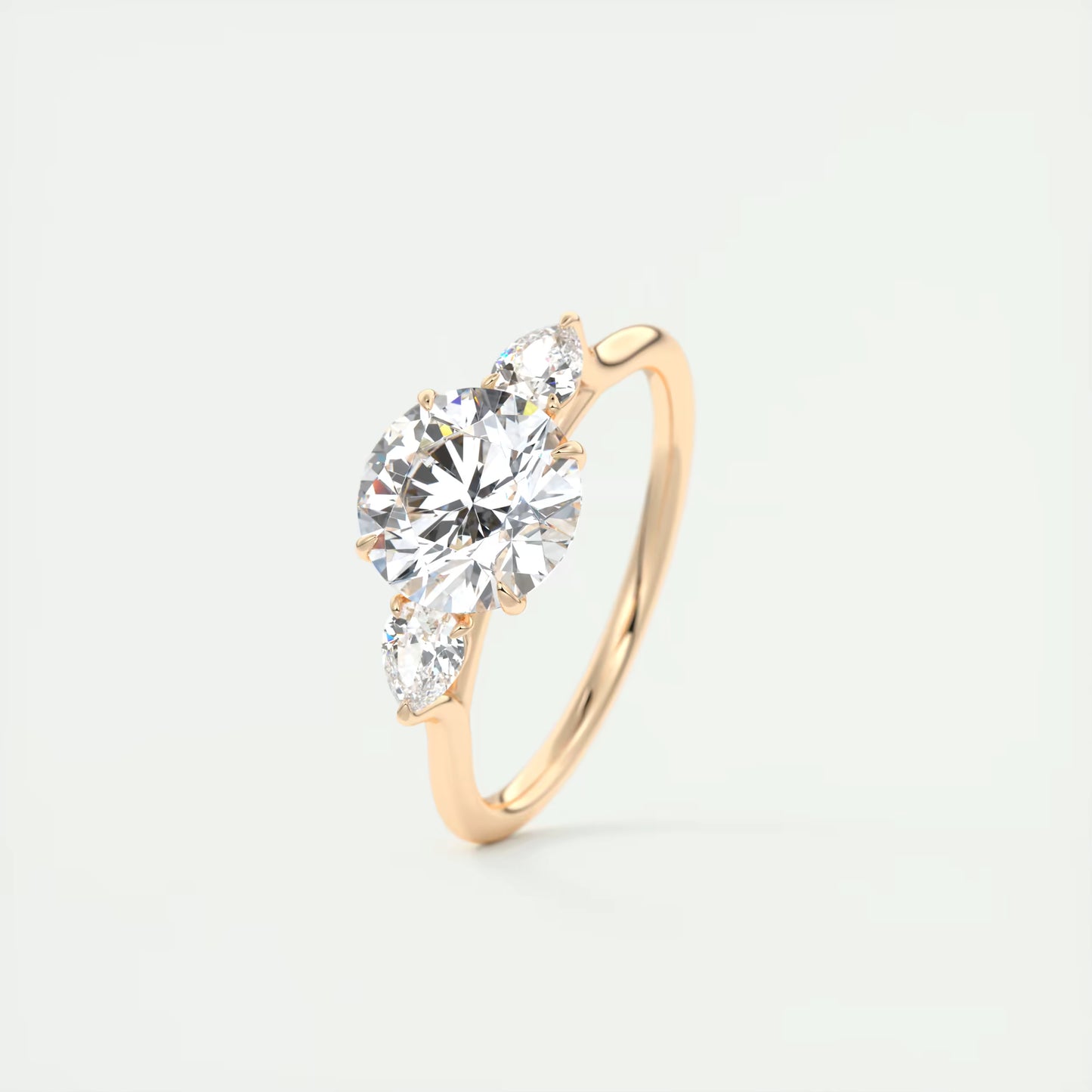 6-7 GM Round Solitaire Ring Side Stone Three Stone Diamond Engagement Rings