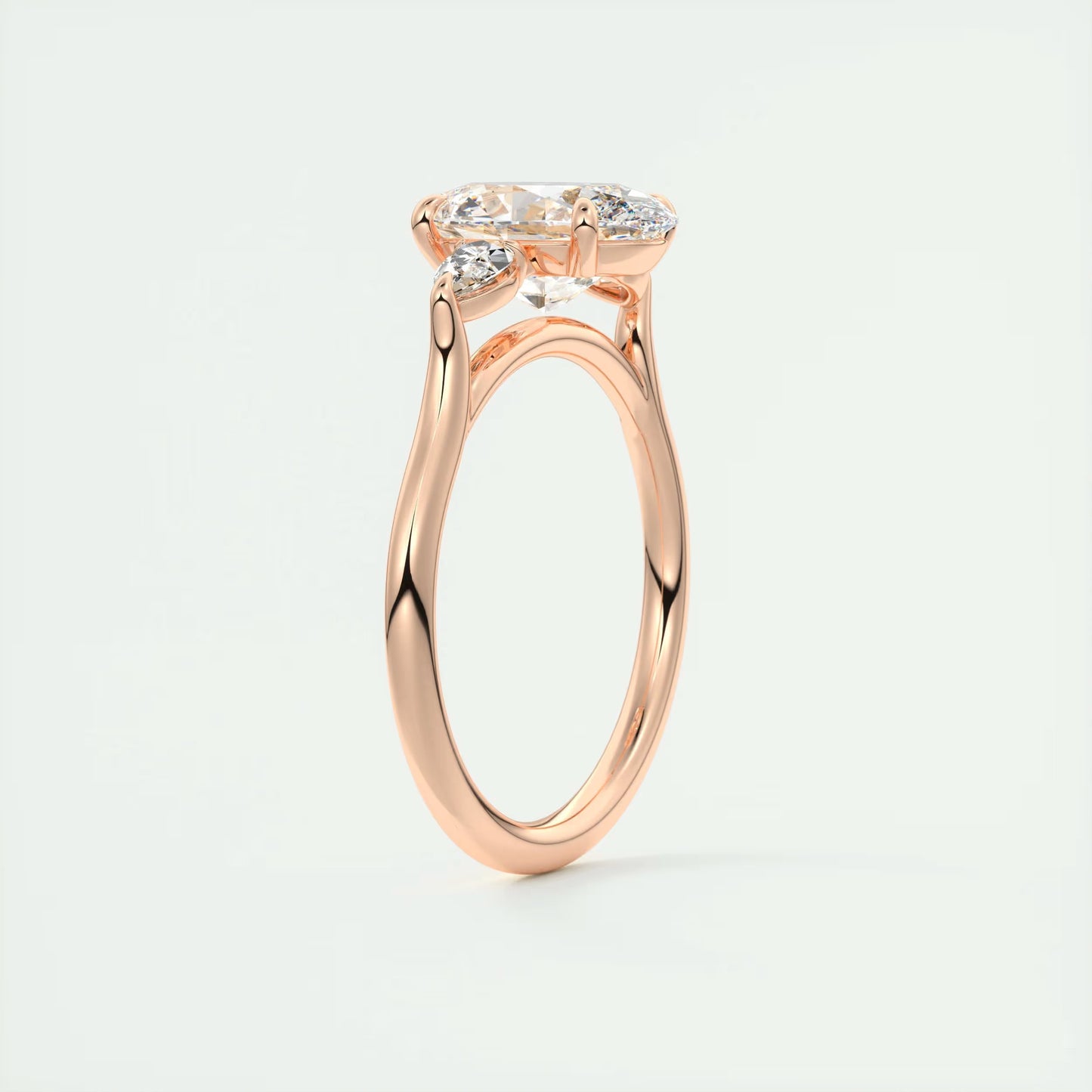 2.50 Ct Breezy Pears Oval Solitaire Side Stone Rings