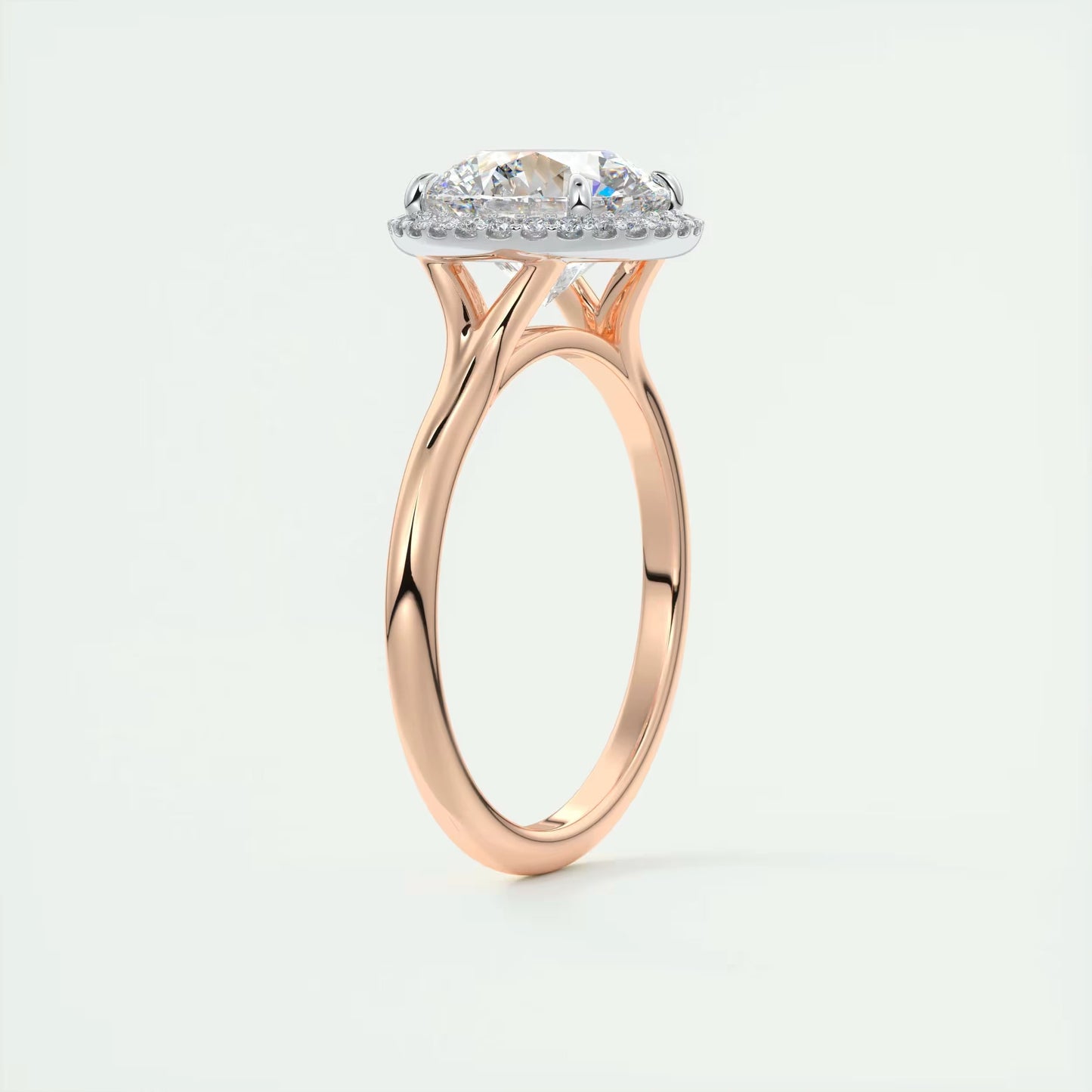 2.15 Ct The Breezy Halo Round Center with French Set Halo Ring