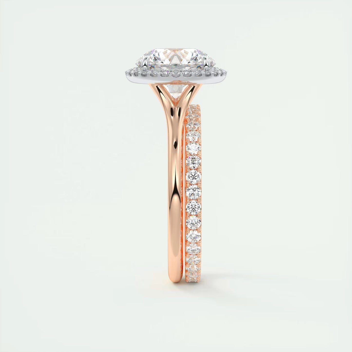 2.15 Ct The Breezy Halo Round Center with French Set Halo Ring