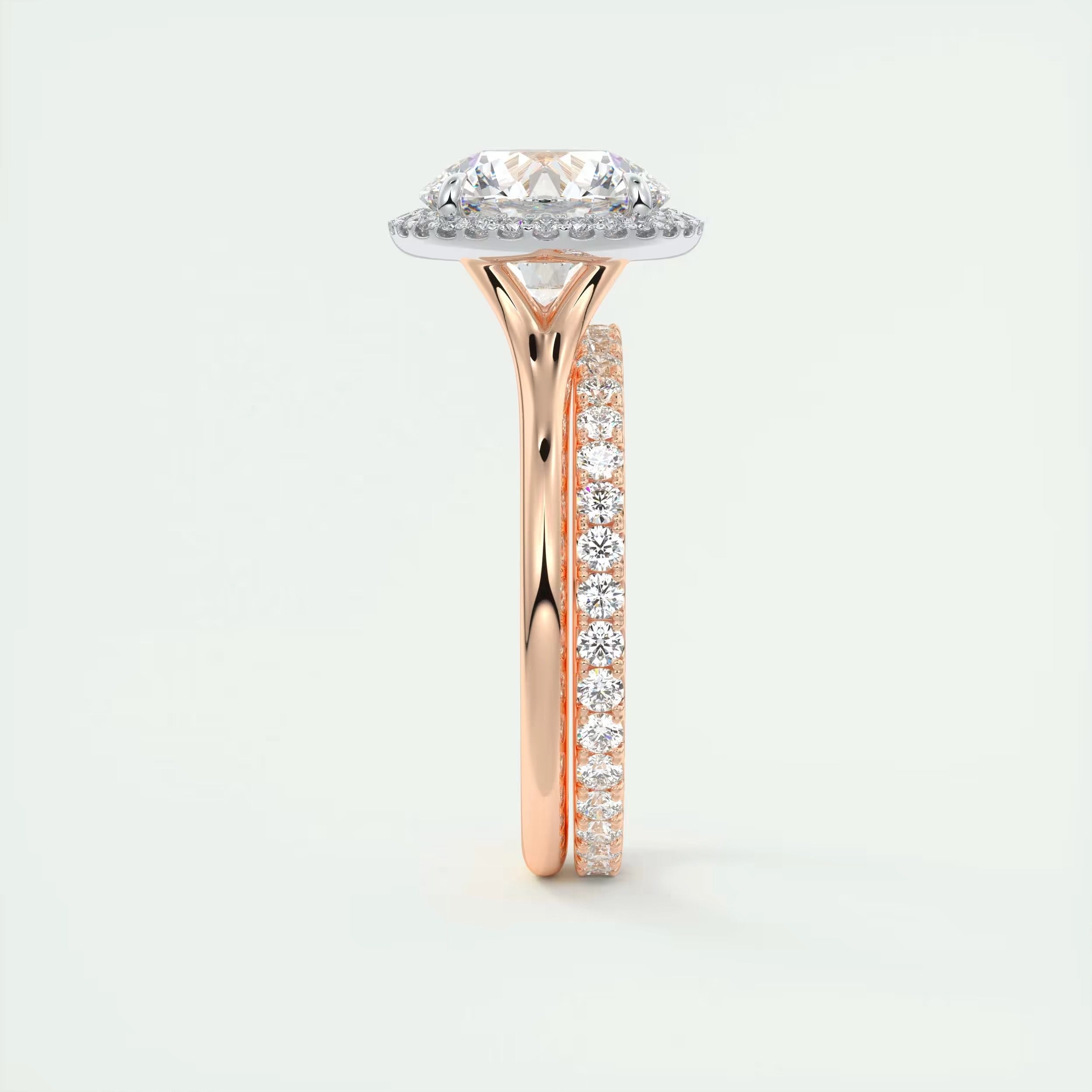 2.15 Ct The Breezy Halo Round Center with French Set Halo Rings