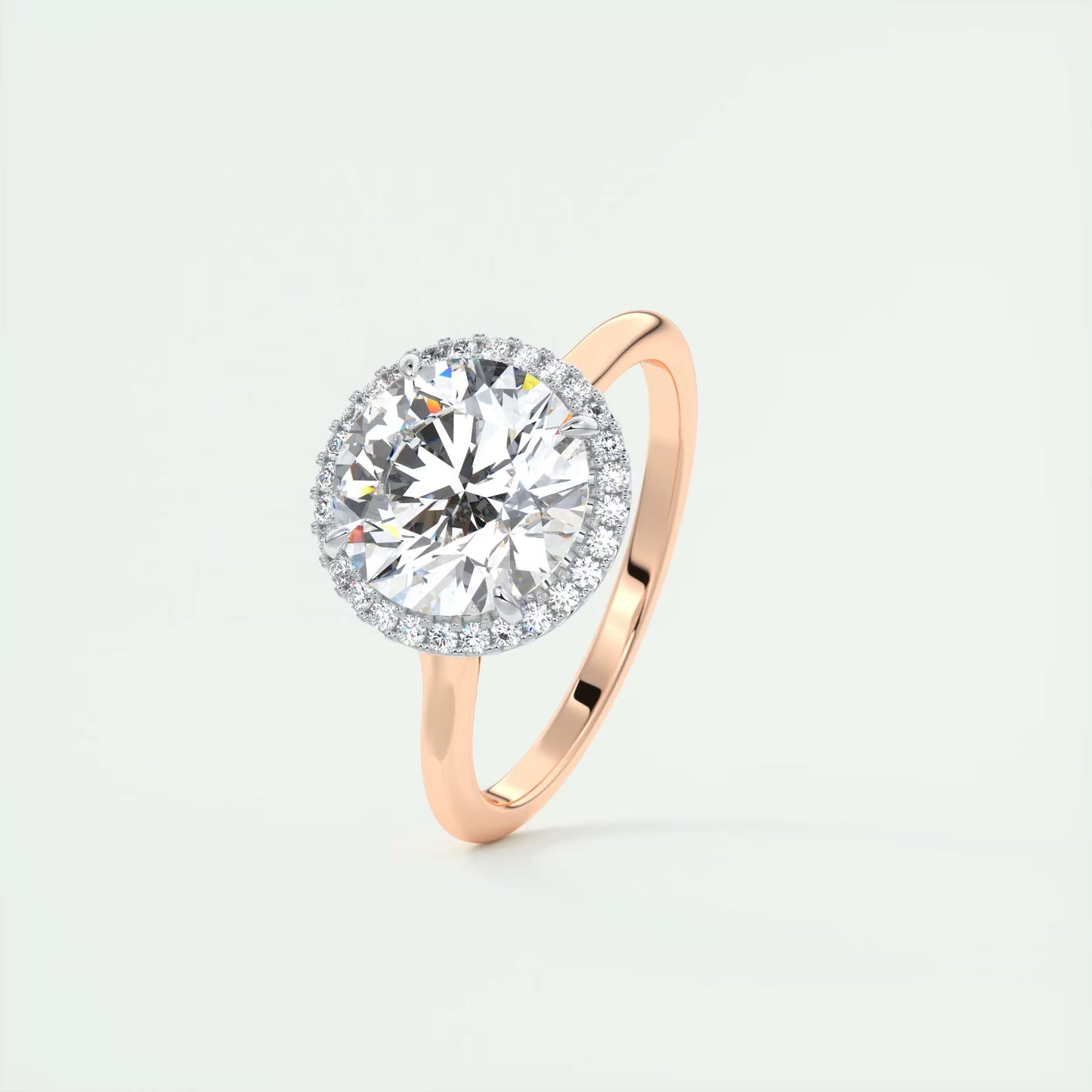 2.15 Ct The Breezy Halo Round Center with French Set Halo Ring