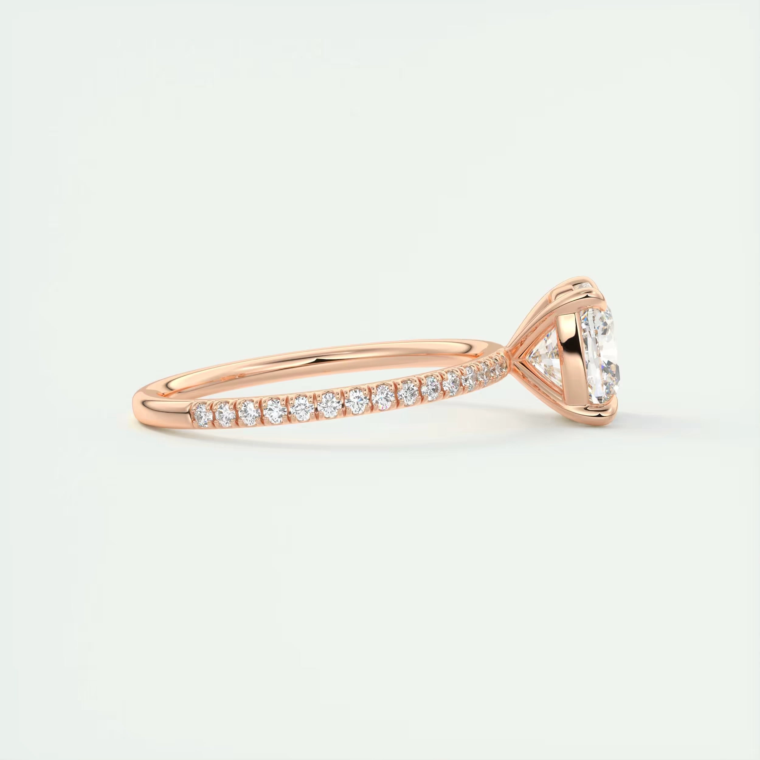 2.25 Ct Harper Pavé Center Stone Cushion with 1.5mm French Set Pavé Ring