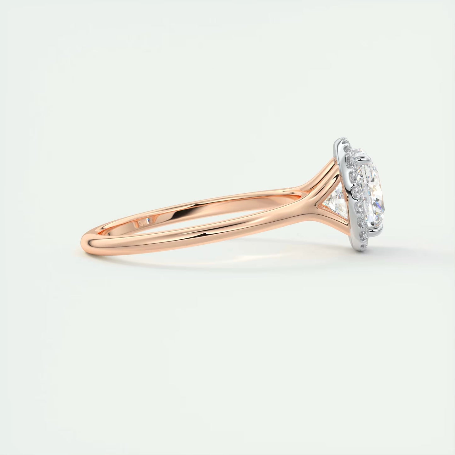 2.10 CtThe Breezy Halo Cushion Center with French Set Halo Ring