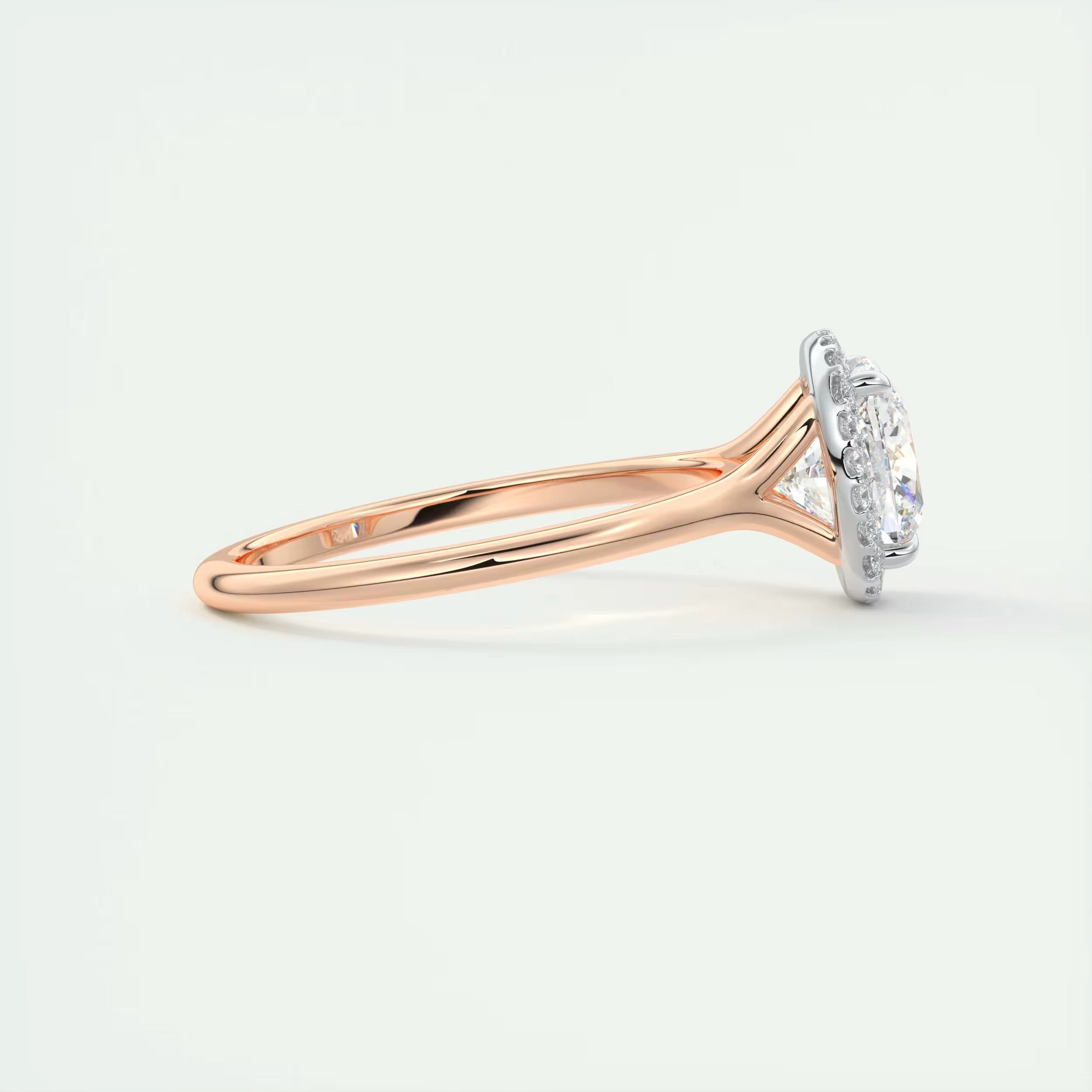 2.10 Ct The Breezy Halo Center Stone Cushion with French Set Halo Ring