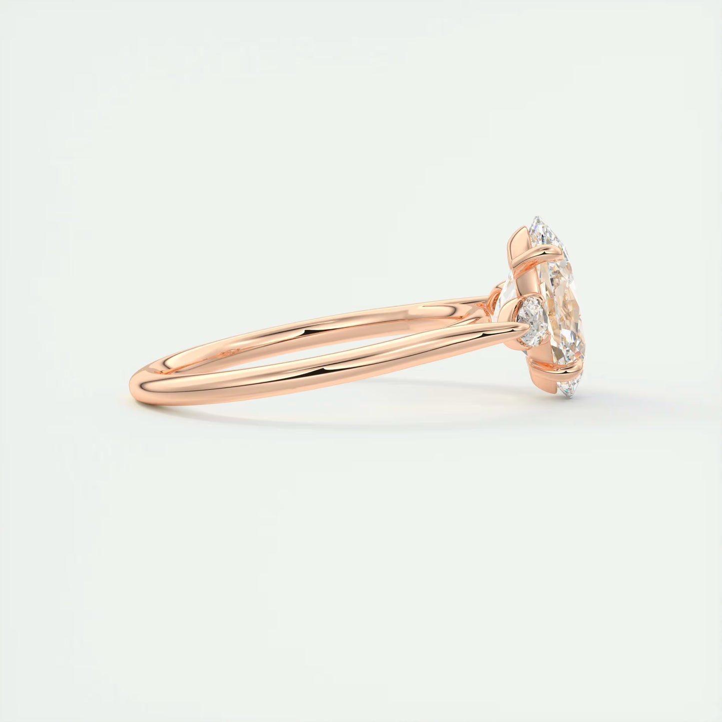 2.50 Ct Breezy Pears Oval Solitaire Side Stone Rings