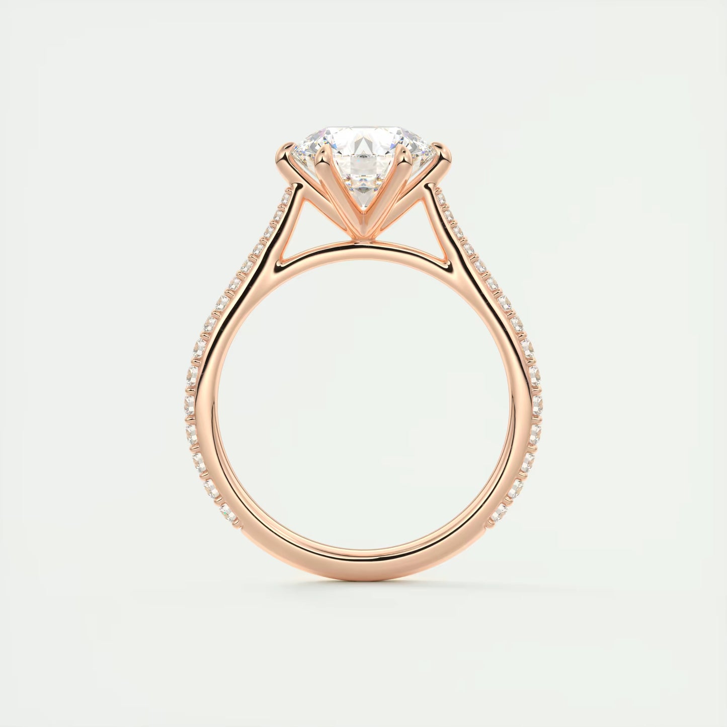 2.30 Ct The Six Point Cathedral Pavé Round Solitaire Ring