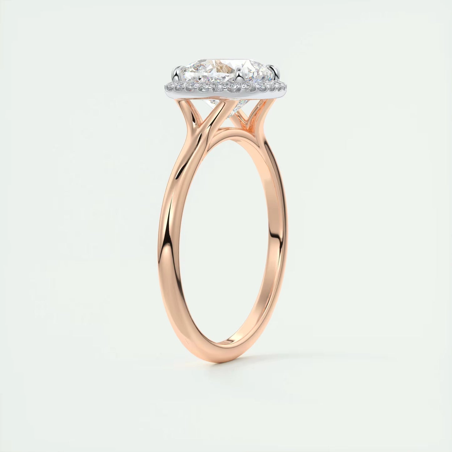 2.10 CtThe Breezy Halo Cushion Center with French Set Halo Ring