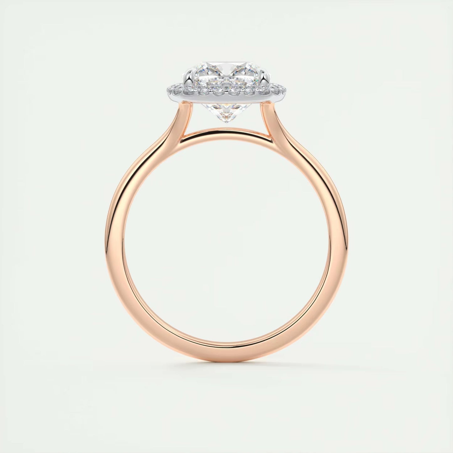 2.10 CtThe Breezy Halo Cushion Center with French Set Halo Ring