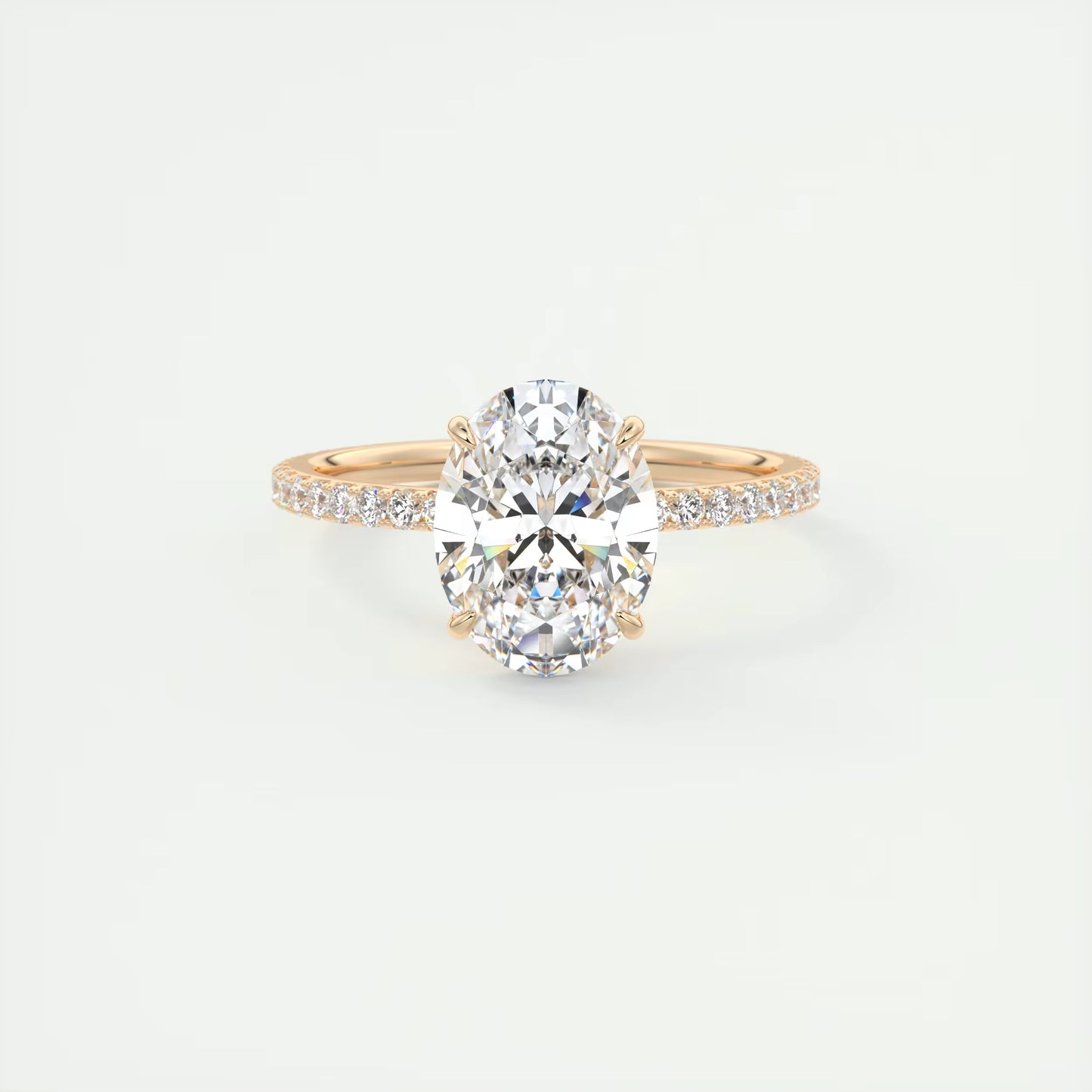 2.25 Ct Harper Pavé Oval Center with 1.5mm French Set Pavé Ring