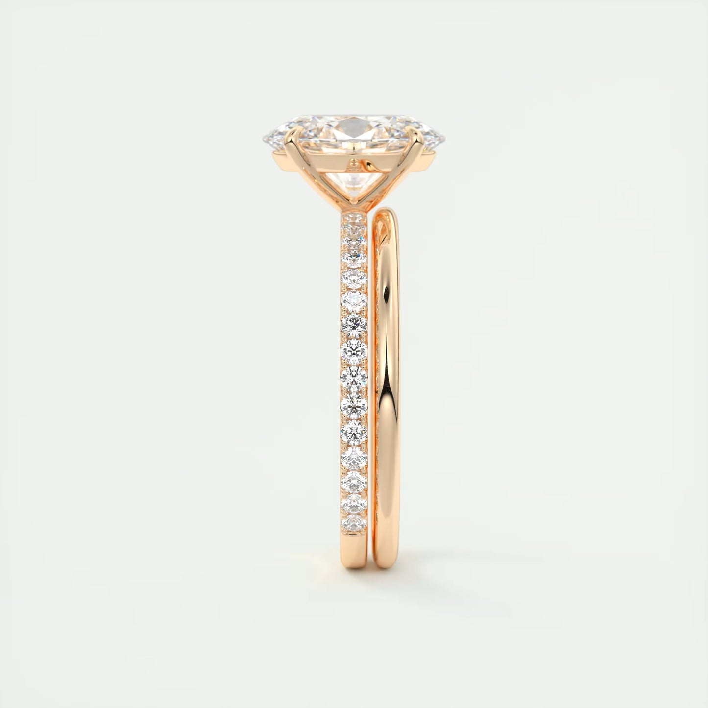 2.25 Ct Harper Pavé Oval Center with 1.5mm French Set Pavé Ring
